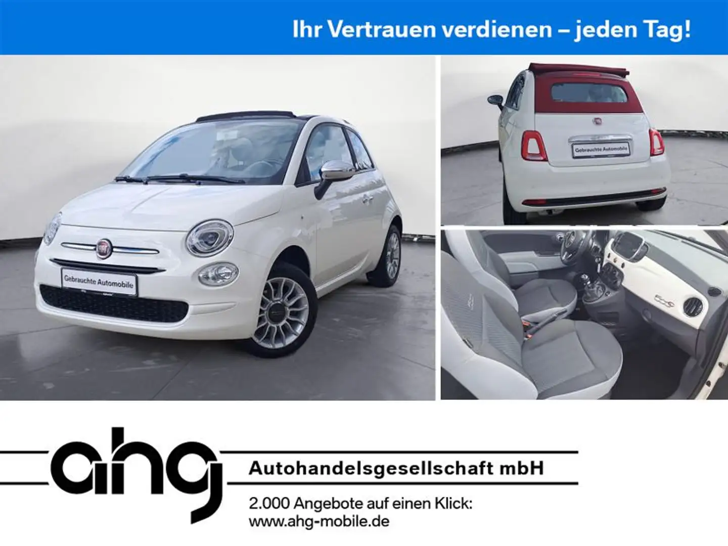Fiat 500 C 1.2 8V Mirror Klima PDC Bluetooth CarPlay Wit - 1