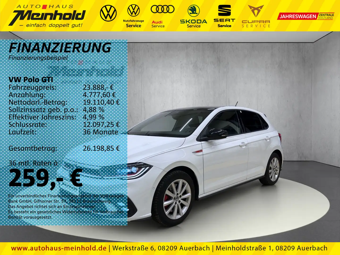 Volkswagen Polo GTI 2.0 TSI DSG, Alu 18", Beats, Navi, ACC Weiß - 1