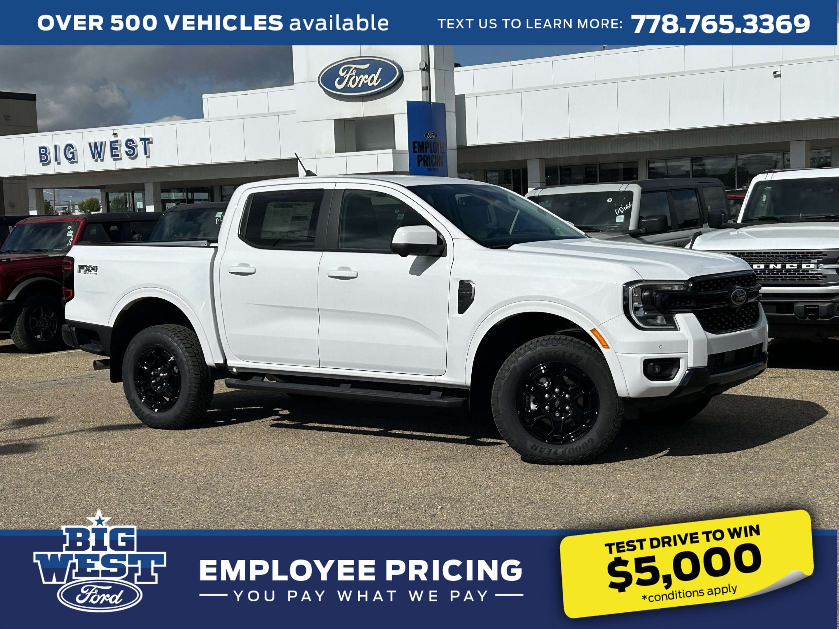 White 2026 Ford Ranger Pickup Truck Four-Wheel Drive Automatic
