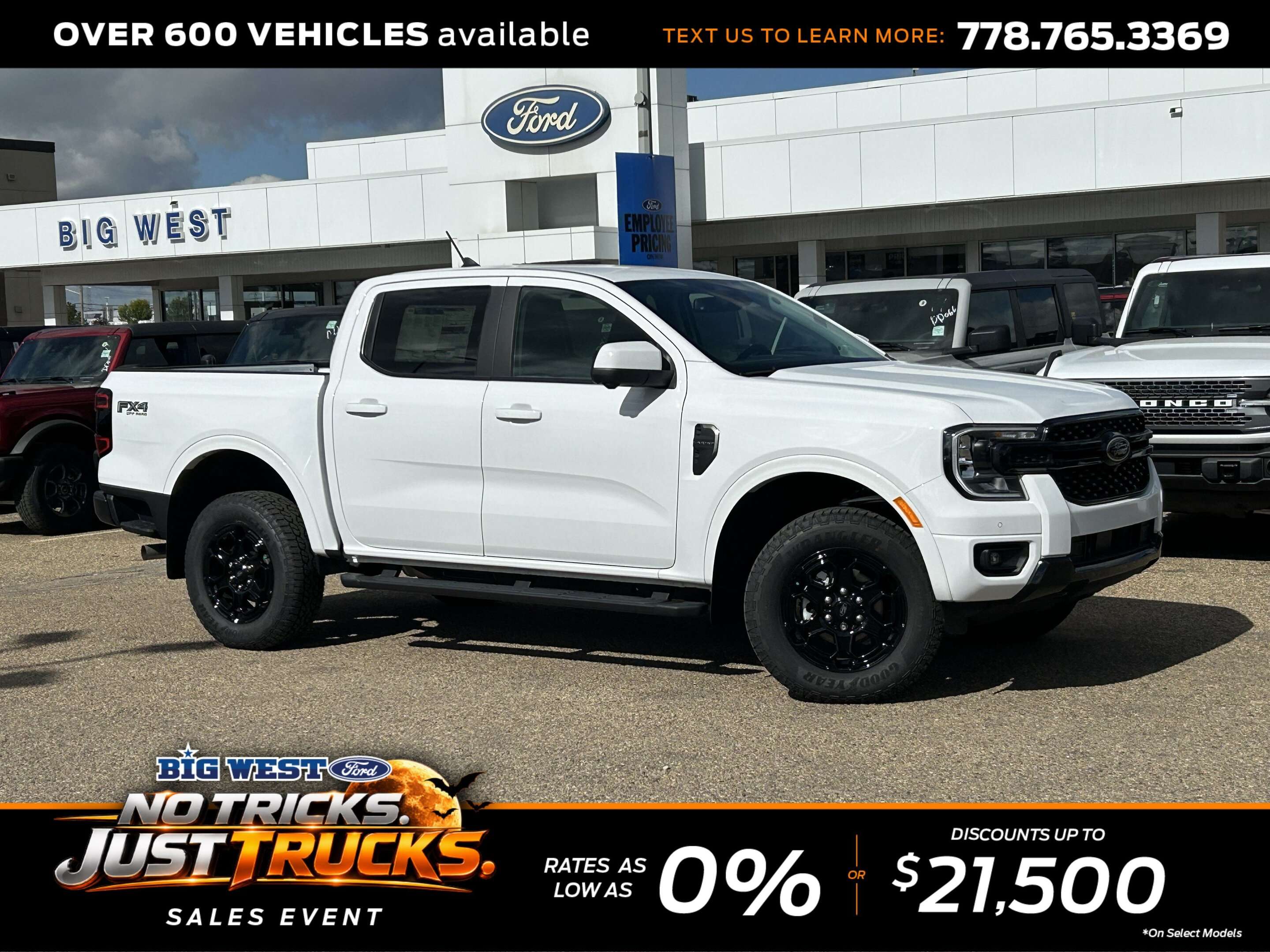 White 2026 Ford Ranger Pickup Truck Four-Wheel Drive Automatic