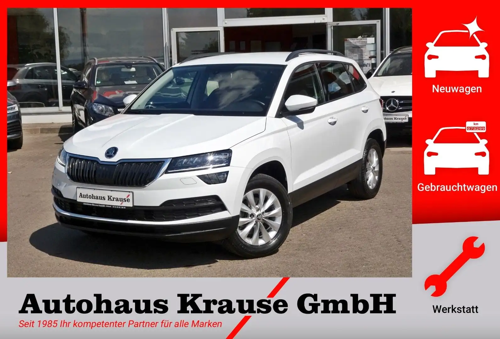 Skoda Karoq 1.5TSI-AHK/BEH SCHEIBE/DAB/LED/NAVI/PDC/SH Weiß - 1