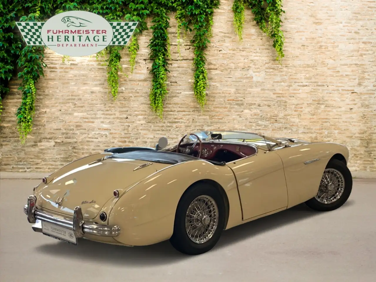 Austin-Healey 100 4 Edelstahl Endschalldämpfer Leder rot, foto 2