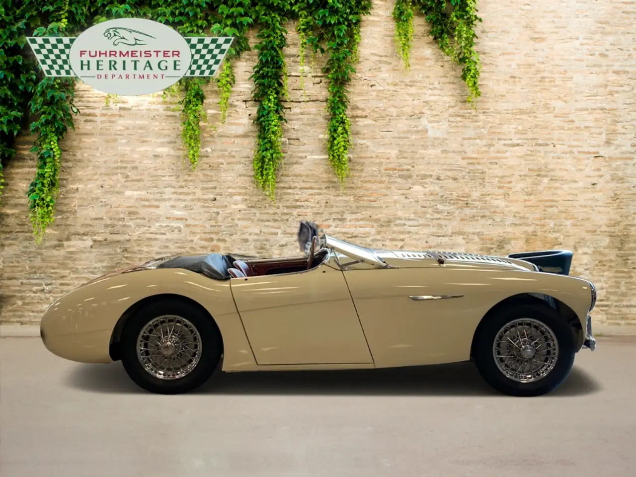 Austin-Healey 100 4 Edelstahl Endschalldämpfer Leder rot, foto 6