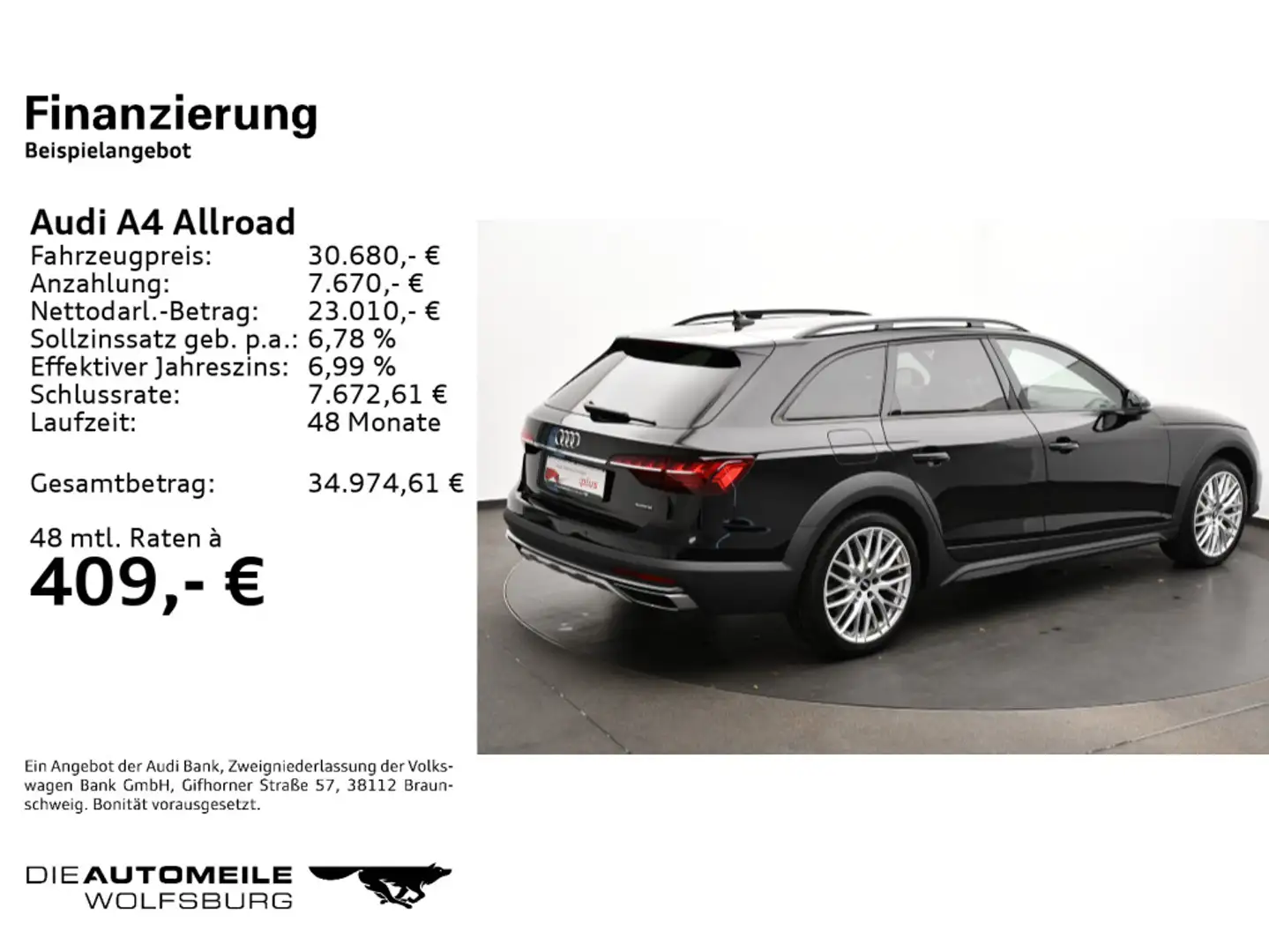 Audi A4 allroad 45 TFSI S-tronic quattro Tempo/Einpar Schwarz - 2