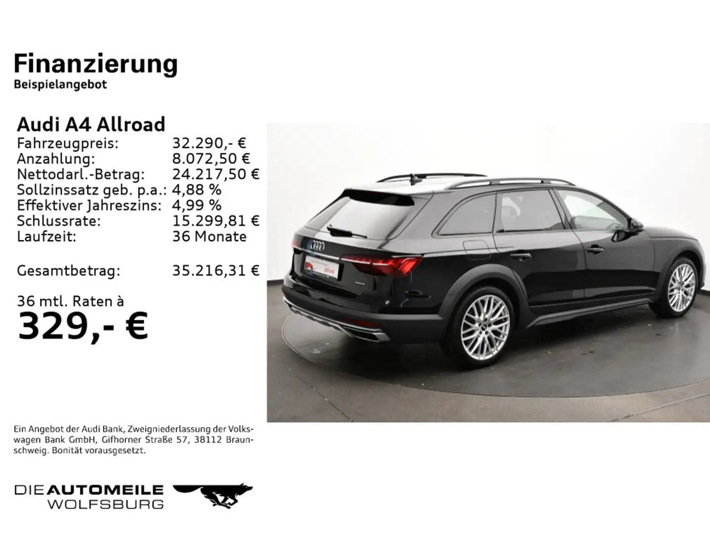 Audi A4 allroad 45 TFSI S-tronic quattro Tempo/Einpar Schwarz - 2