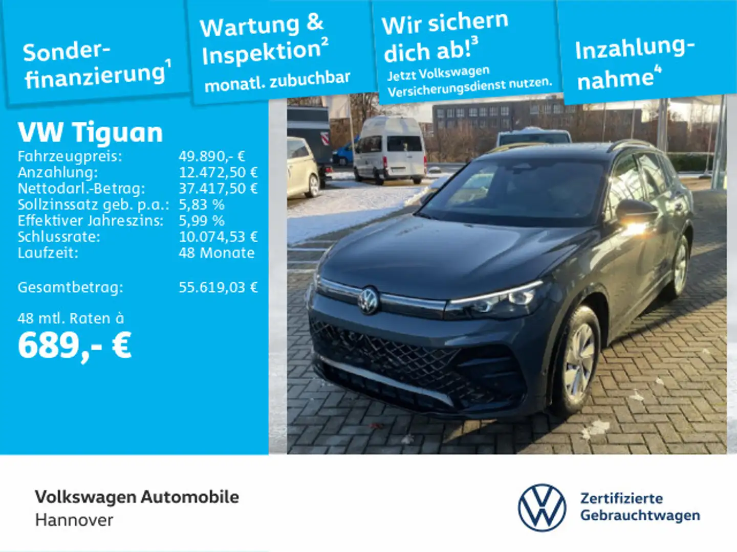 Volkswagen Tiguan 2.0 TDI DSG R-Line Pano AHK Sthzg DCC Dig Grau - 1