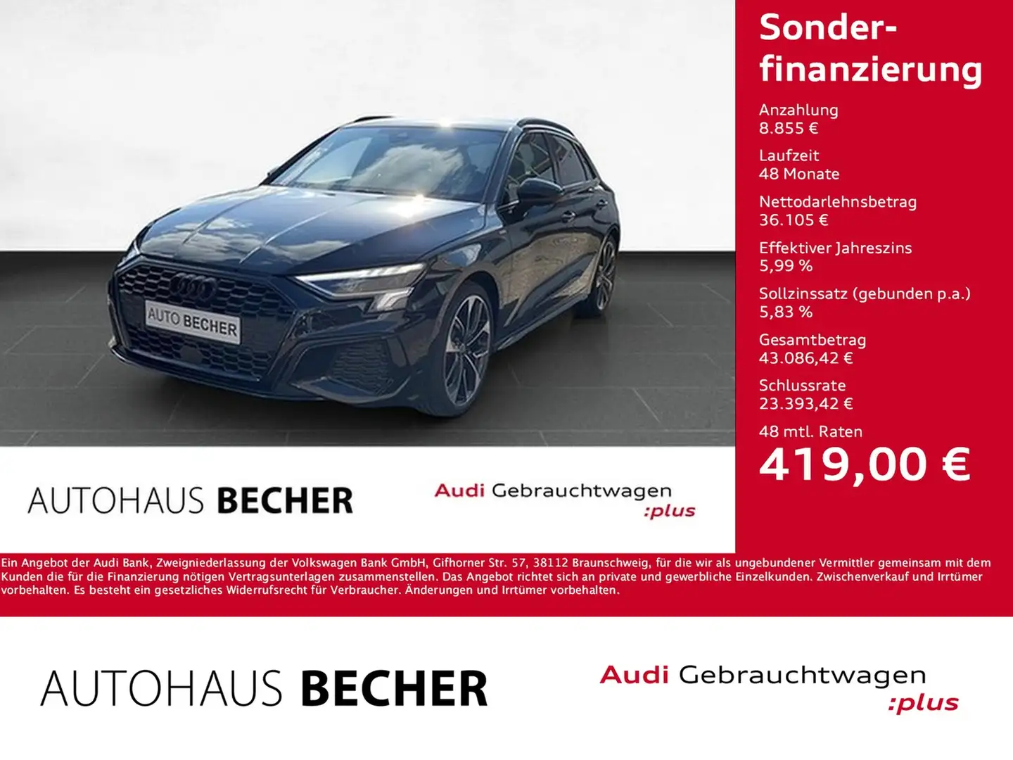 Audi A3 Sportb S line 35 TFSI S tronic /AHK/Navi/LED/Si... Schwarz - 1