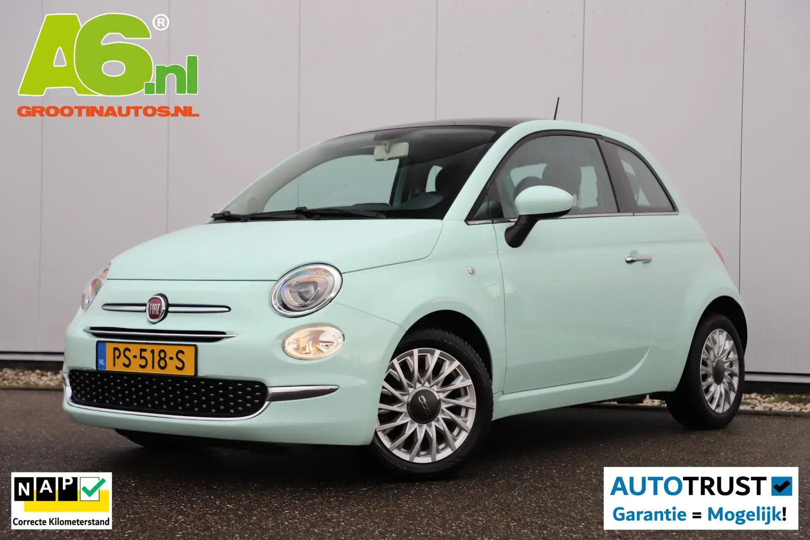 Fiat 500 0.9 TwinAir Turbo Lounge Mint Groen! Panoramadak N Vert - 1