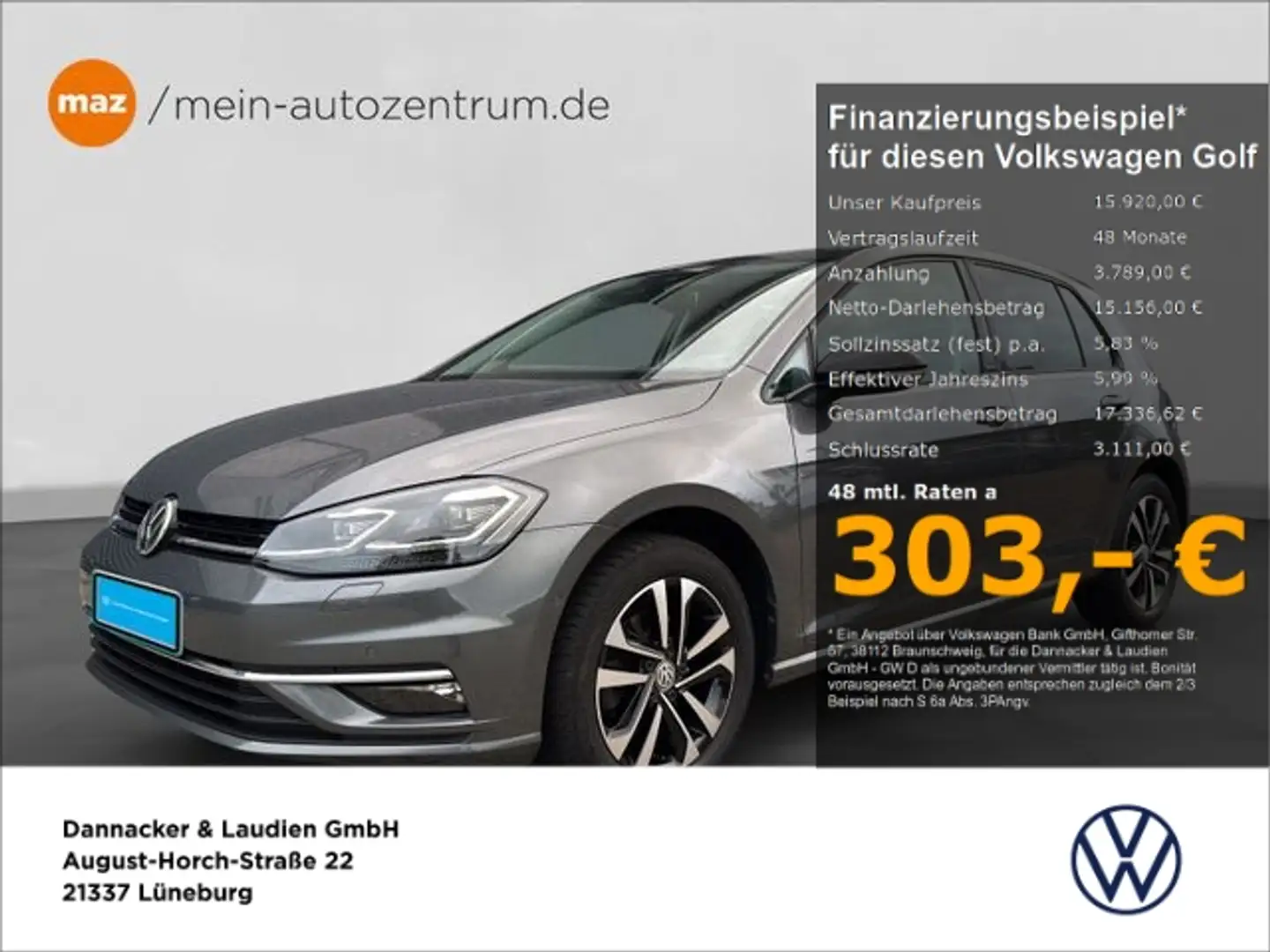 Volkswagen Golf VII 1.0 TSI IQ.Drive Alu LED Pano Navi ACC Grau - 1