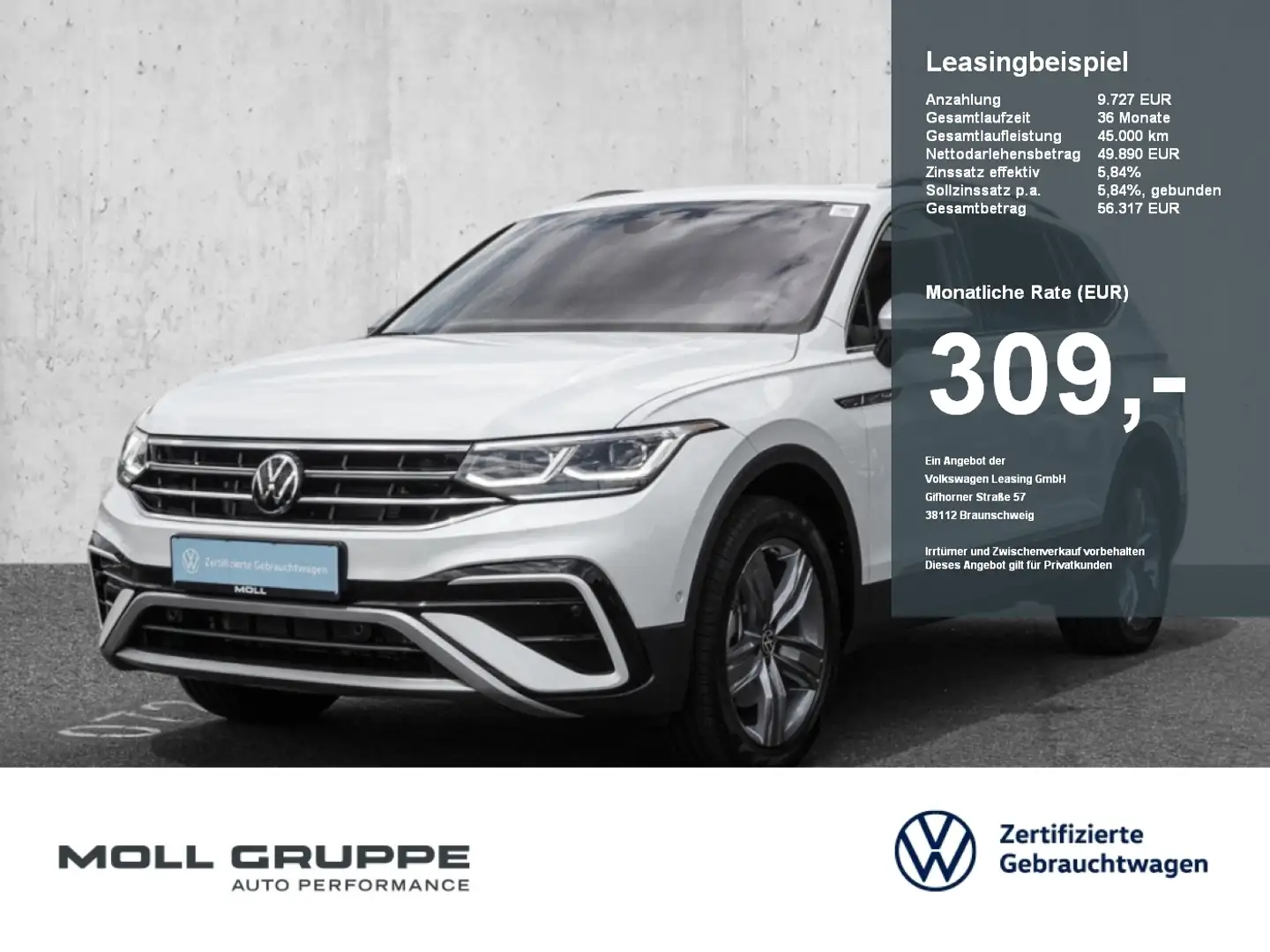Volkswagen Tiguan 2.0 TDI DSG Elegance NAVI PANO LED LM Weiß - 1
