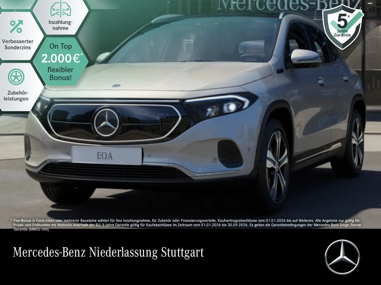 Mercedes-Benz EQA 300 4M PROG+PLUS-PAKET+PANO+360+SITZKLIMA Silber - 1