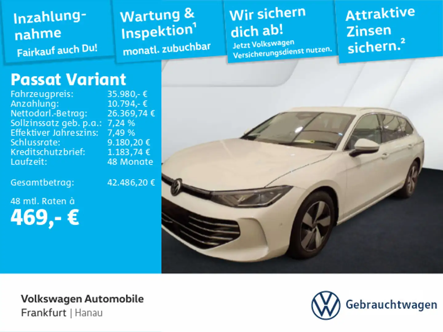 Volkswagen Passat Variant 2.0 TDI DSG Elegance Navi AHK IQ. Weiß - 1