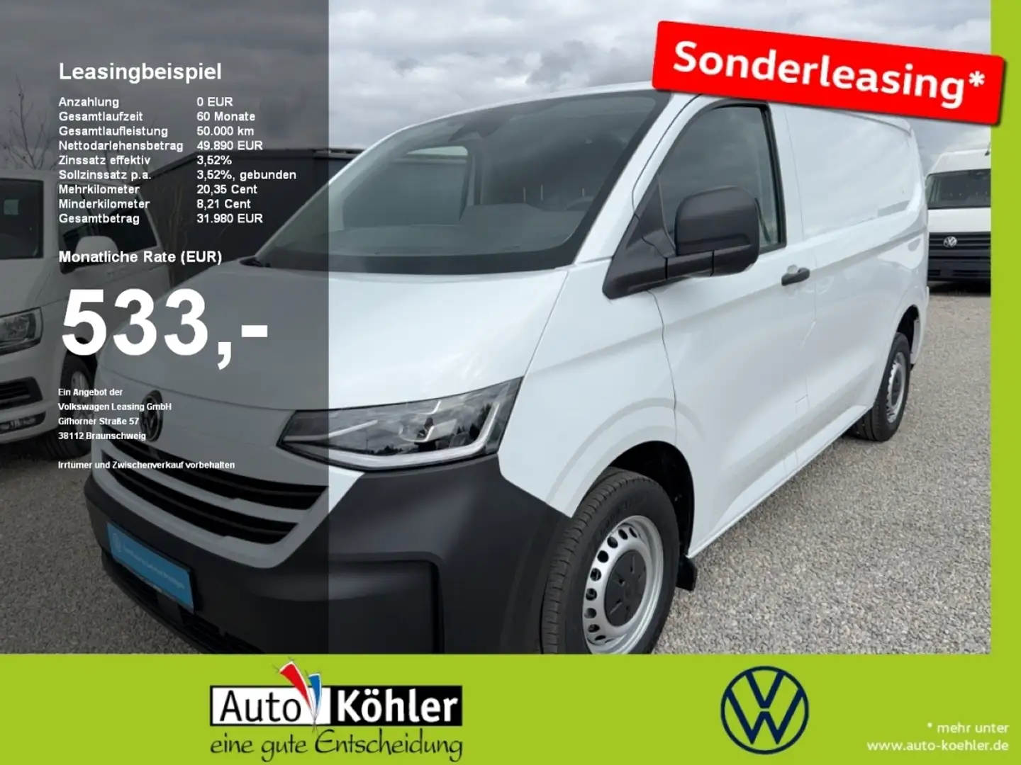 Volkswagen T7 Transporter TDi DSG AHK DynLi SpurH KAM Virtual Bílá - 1