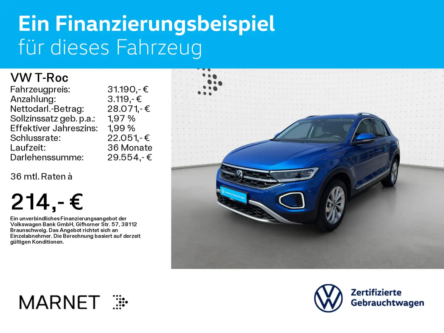 Volkswagen T-Roc T-ROC 1.5 TSI DSG Style*AHK*NAVI*KAMERA*ASG*LED* Blau - 2