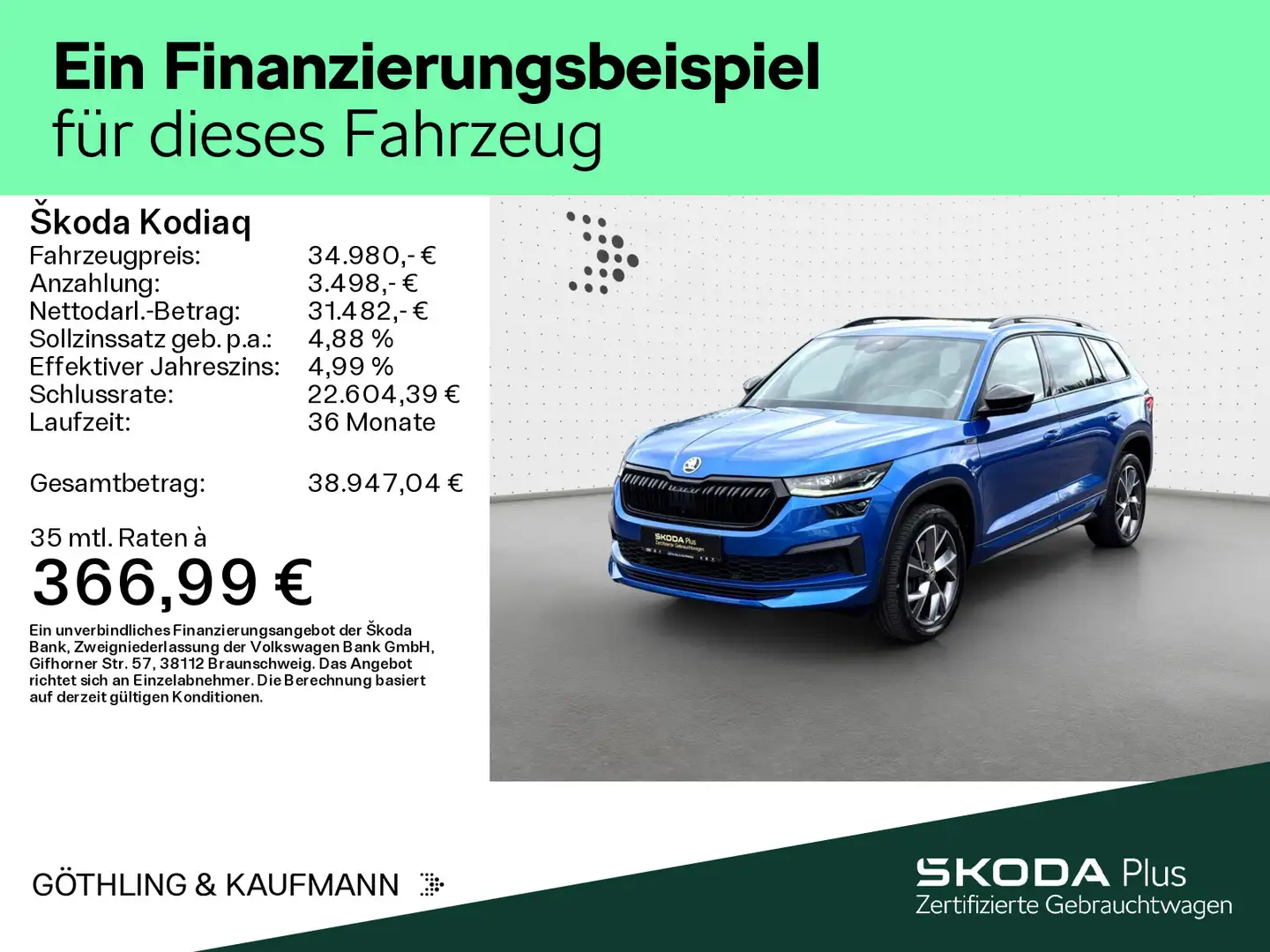 Skoda Kodiaq Sportline 2.0 TSI 4x4 *NAVI*AHK*KAM*STDHZ Blau - 2