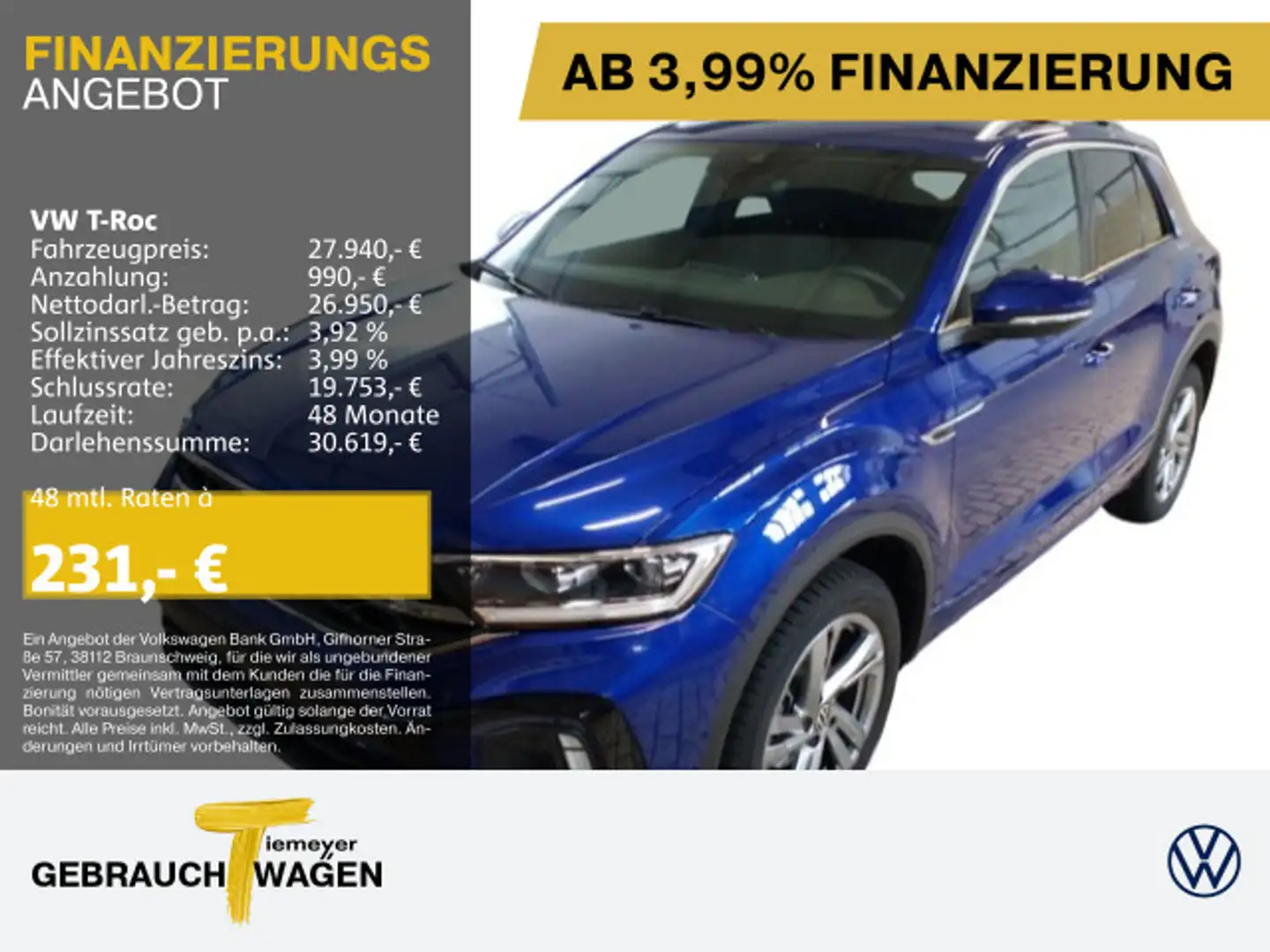 Volkswagen T-Roc 1.0 TSI R-LINE LED+ VIRTUAL KAMERA L17 AHK Blau - 1