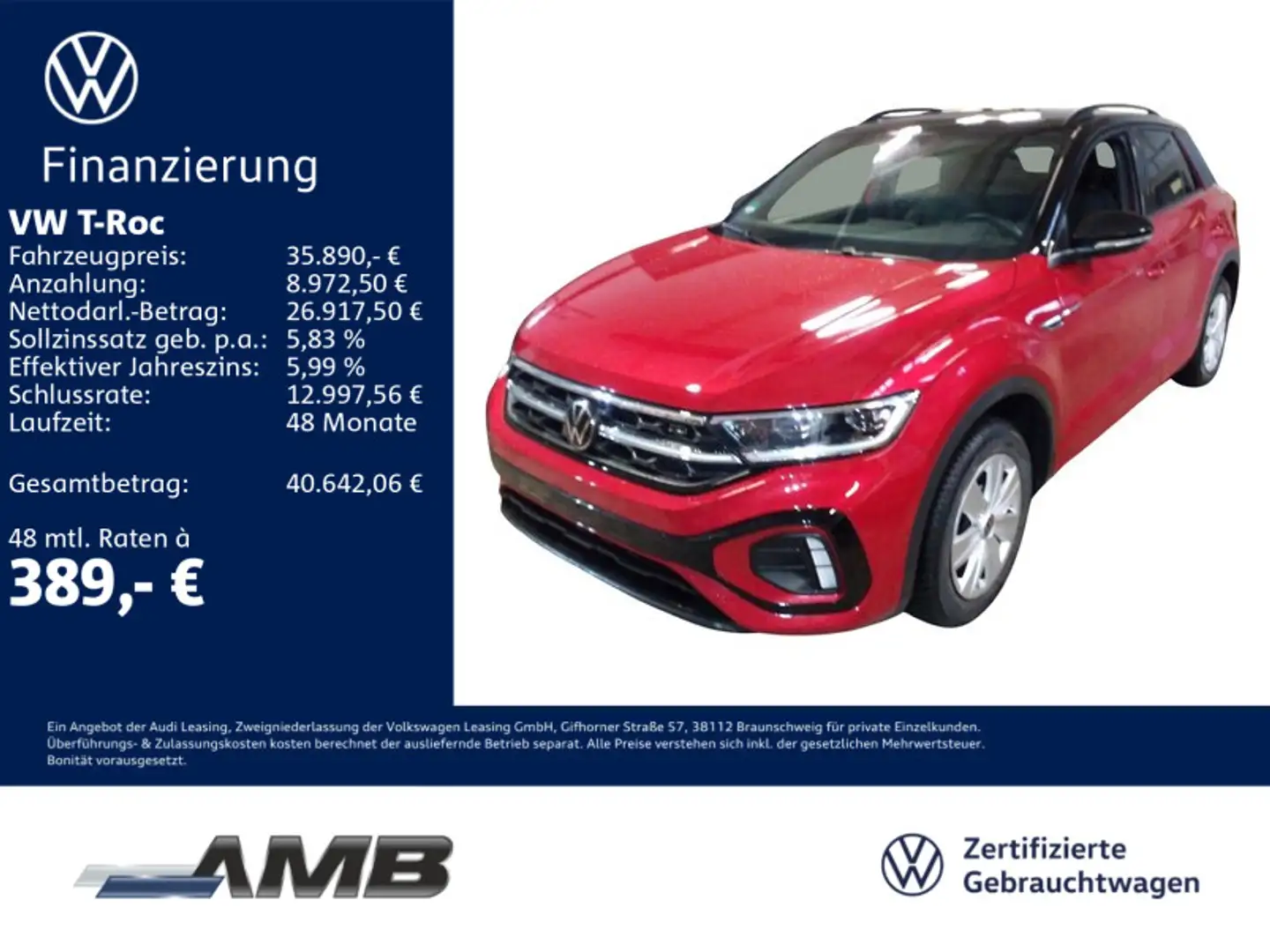 Volkswagen T-Roc R-Line 1.5 TSI DSG/AHK/Pano/Standhz/05.30G Rot - 1