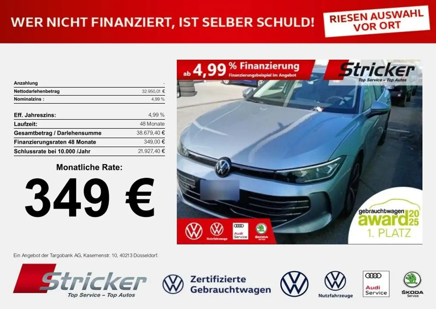 Volkswagen Passat Variant Business 1.5TSI e-hybrid 349,-ohne Anzahlung Navi Silber - 1
