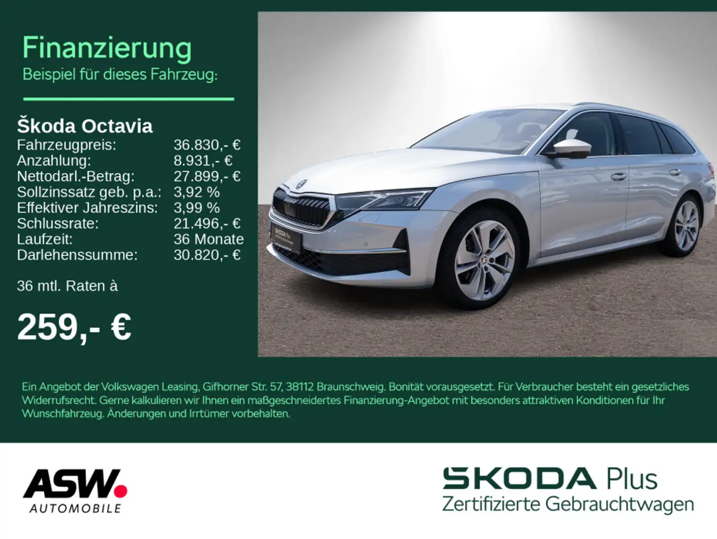 Skoda Octavia Combi Selection 2,0TDI DSG Pano 360° AHK Silber - 1