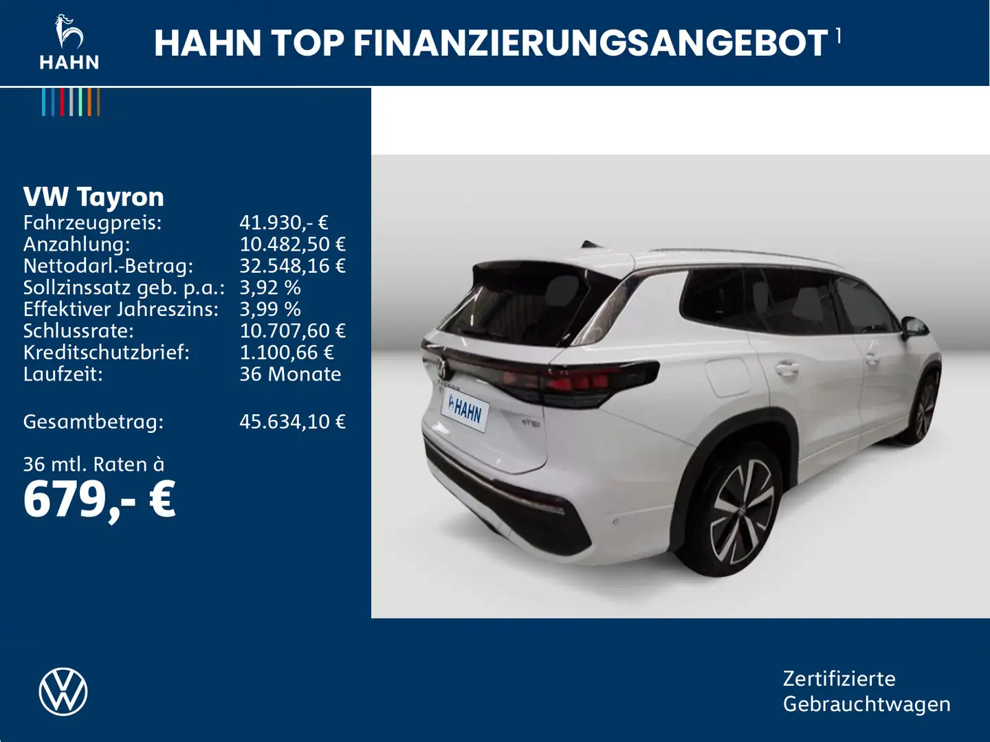 Volkswagen Tayron 1.5 eTSI DSG Elegance AHK Navi LED 7 Sitz Weiß - 2