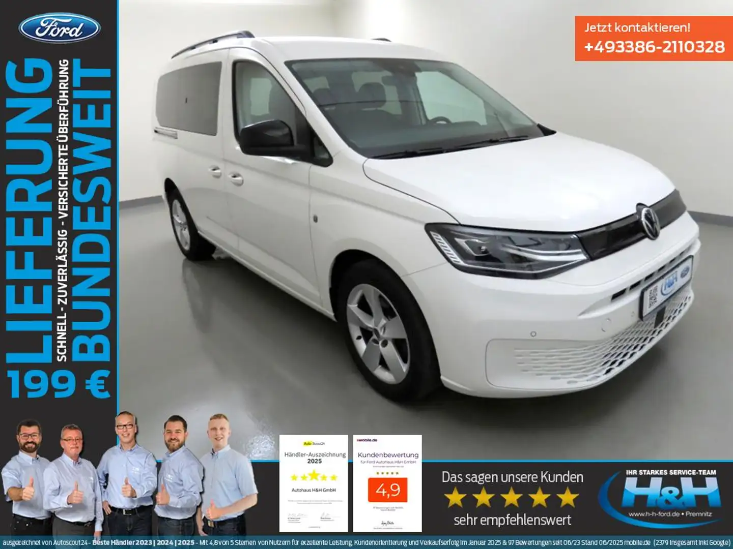 Volkswagen Caddy Maxi 2.0 TDI DSG LED+AHK+ACC+SHZ Weiß - 1