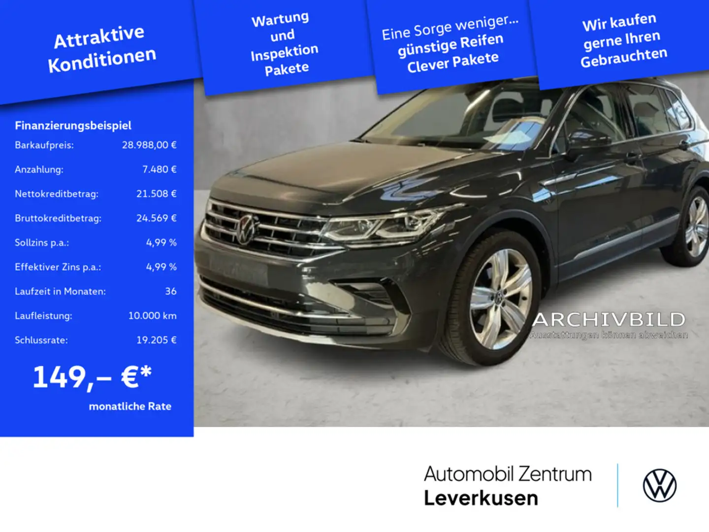 Volkswagen Tiguan Elegance DSG MATRIX AHK ACC NAVI VIRT Grau - 1