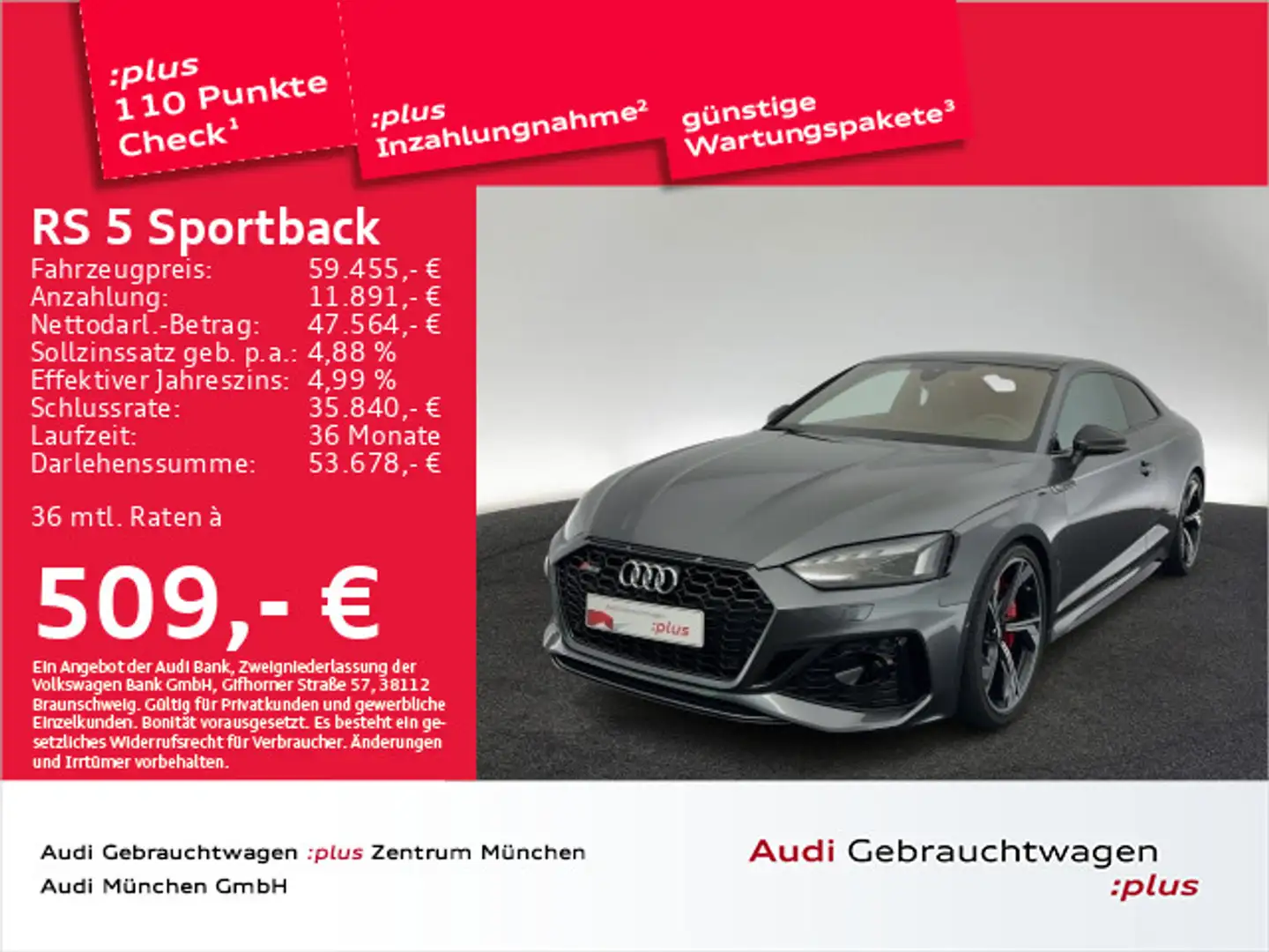 Audi RS5 RS5 Coupé Dynamik/Keramik/Pano/Sportabgas/Laser/ Grau - 1