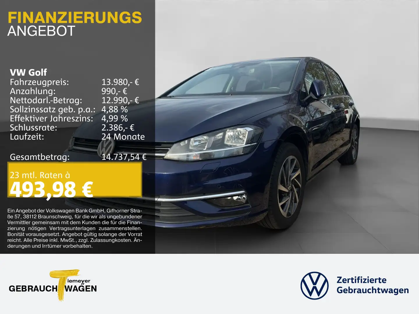 Volkswagen Golf 1.0 TSI SOUND CLIMATRONIC LM16 ACC Blau - 1