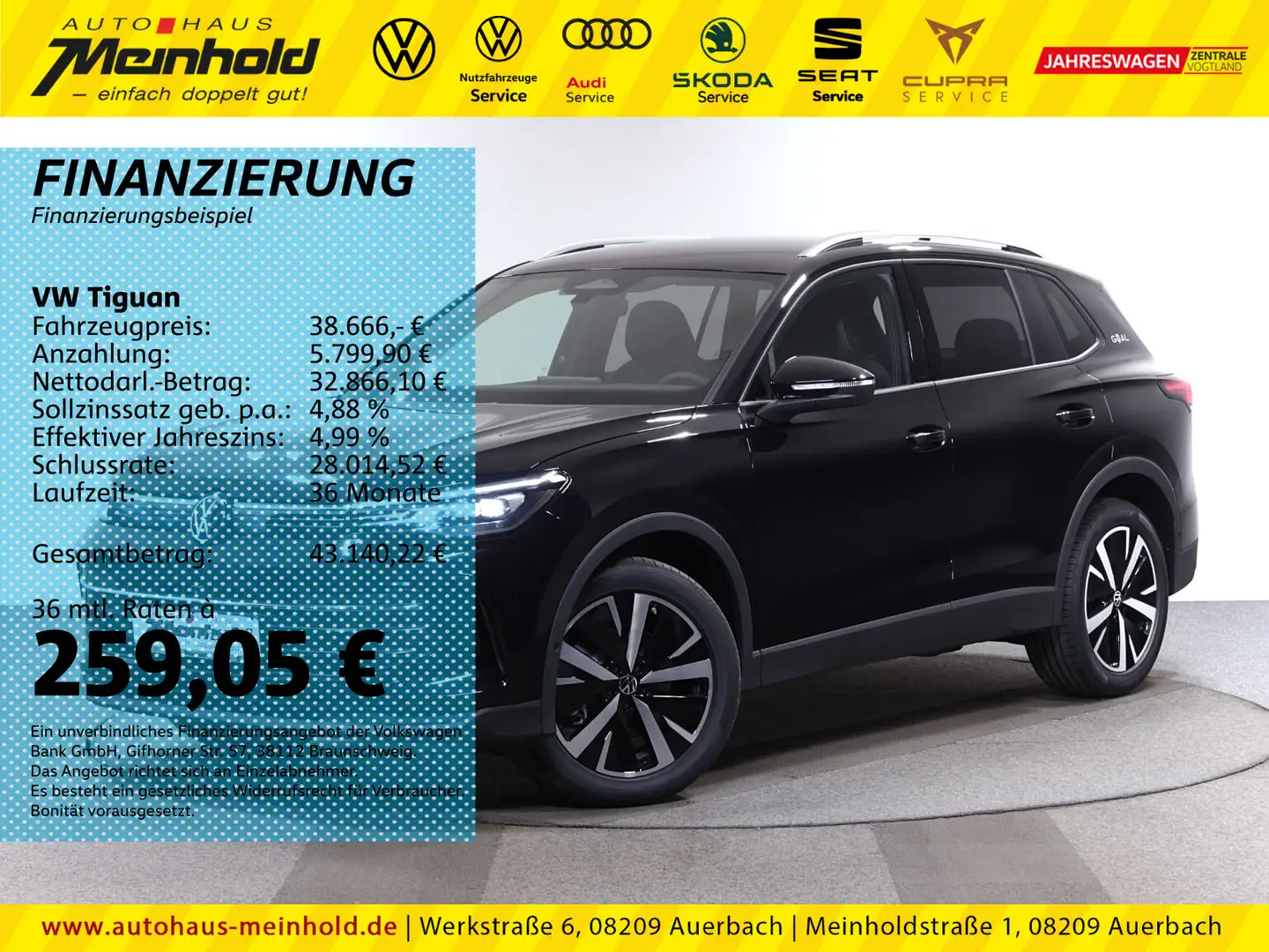 Volkswagen Tiguan Goal 2,0 TDI DSG, AHK,IDA,LED,Klima,Navi, Schwarz - 1