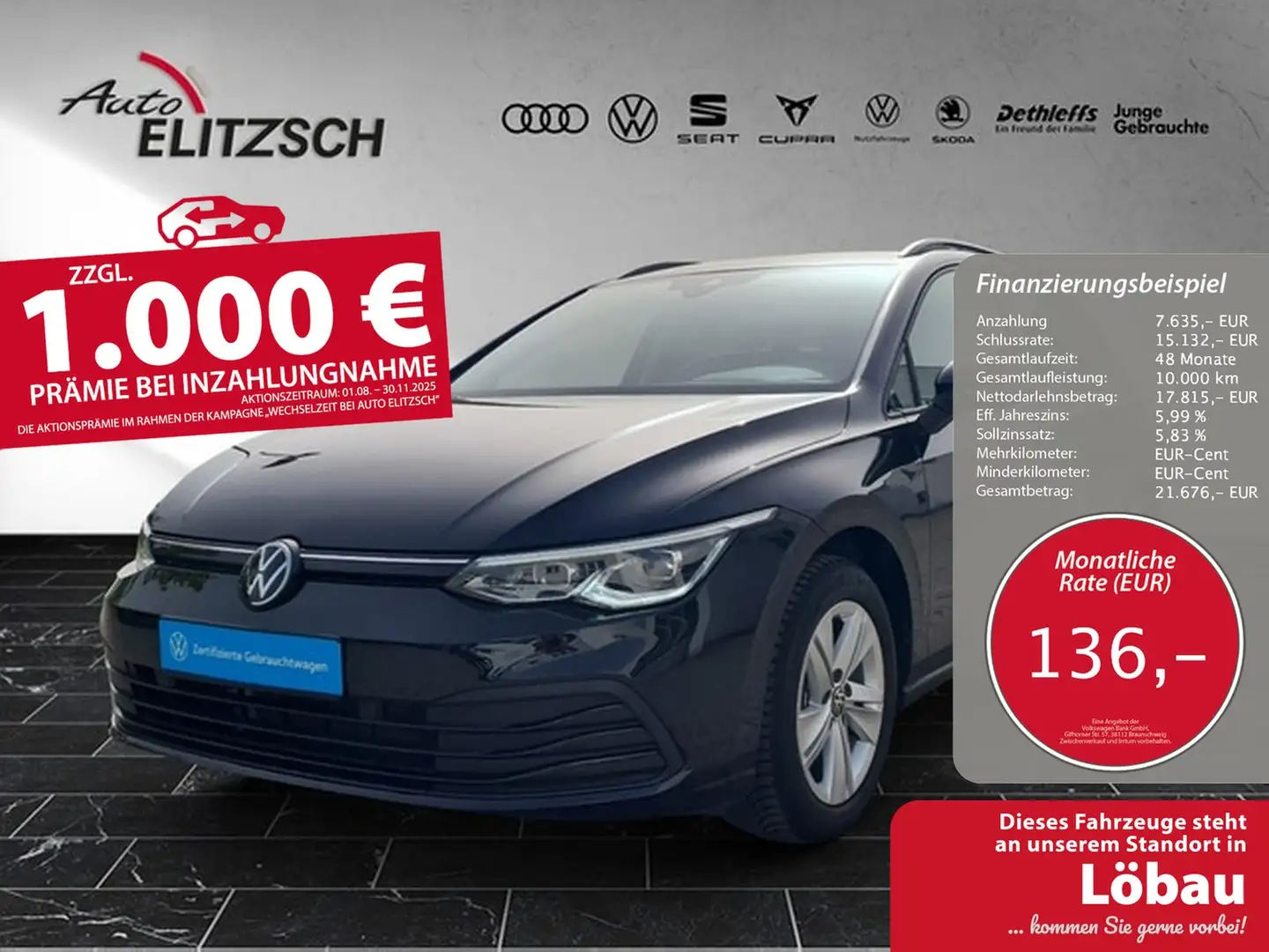 Volkswagen Golf VIII Variant TSI Standhzg Kamera ACC LEDplus NAVI Schwarz - 1
