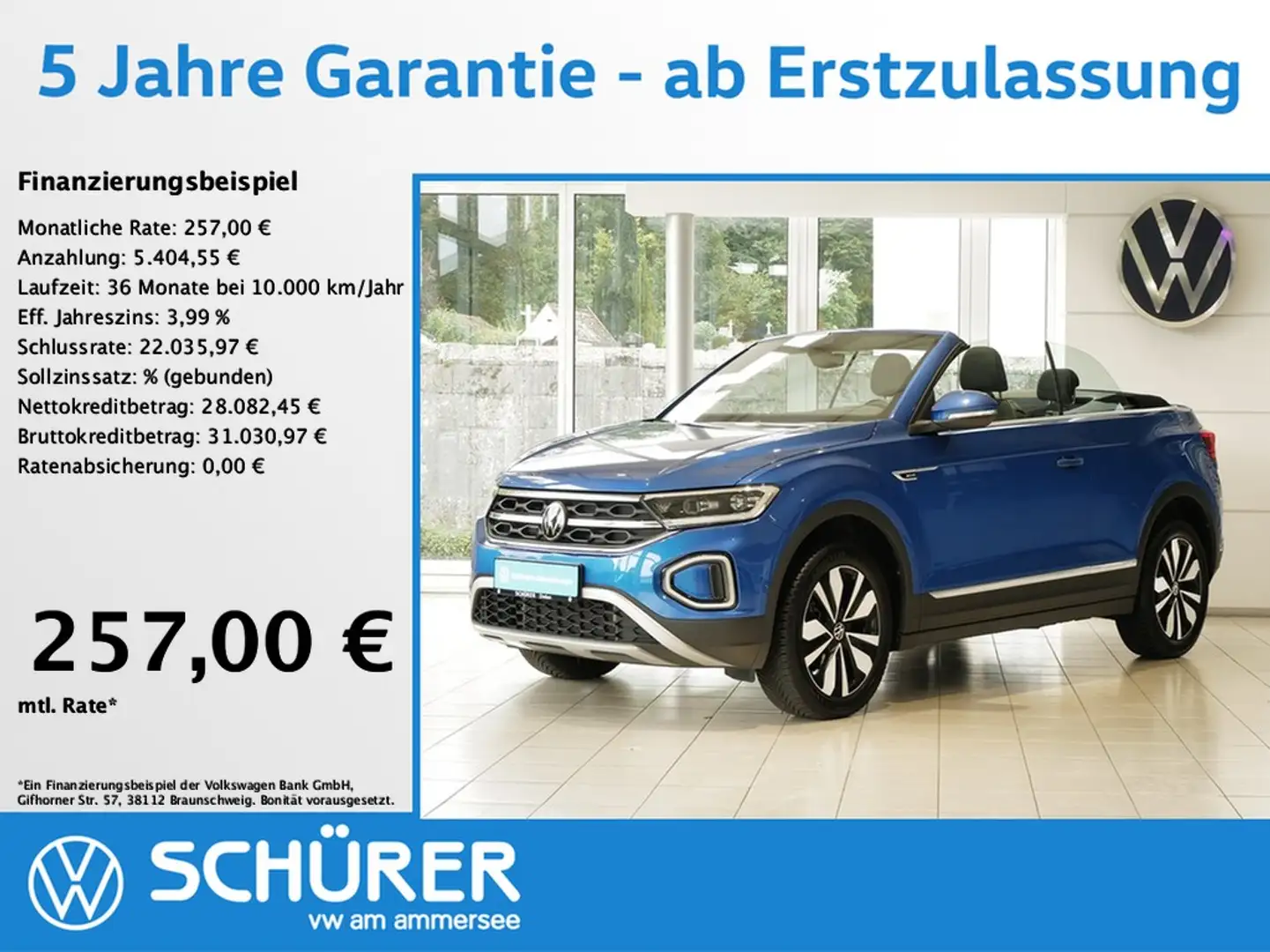 Volkswagen T-Roc Cabriolet 1.5TSI Move AHK StdHz ACC Keyless Azul - 1