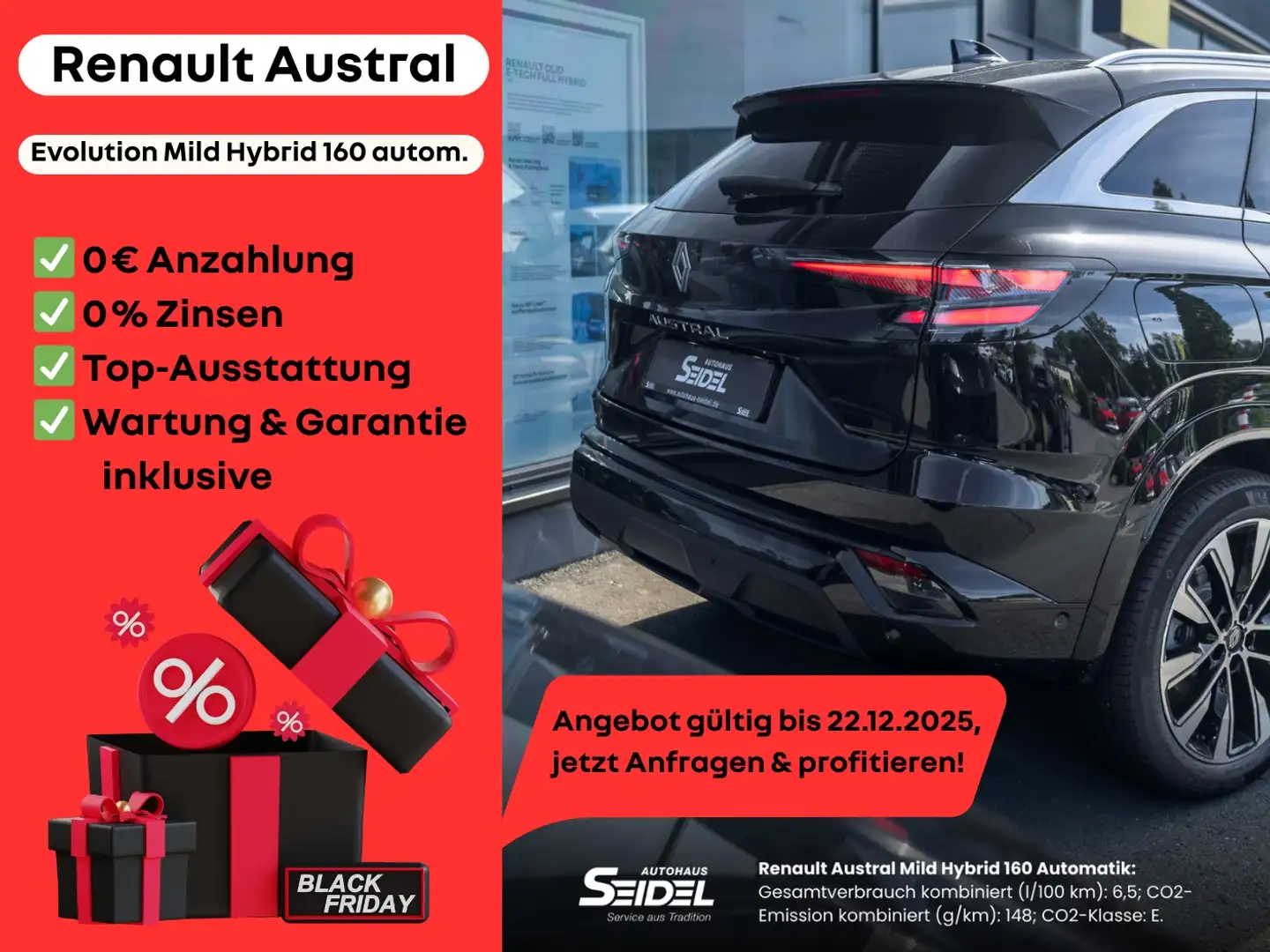 Renault Austral Evolution Mild Hybrid 160 Automatik Schwarz - 2