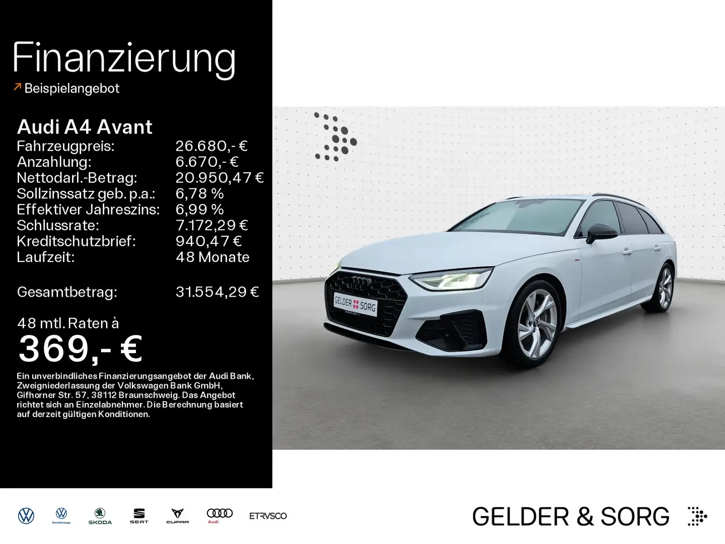 Audi A4 40 TDI S-line LED|ACC|RFK|Navi Weiß - 1