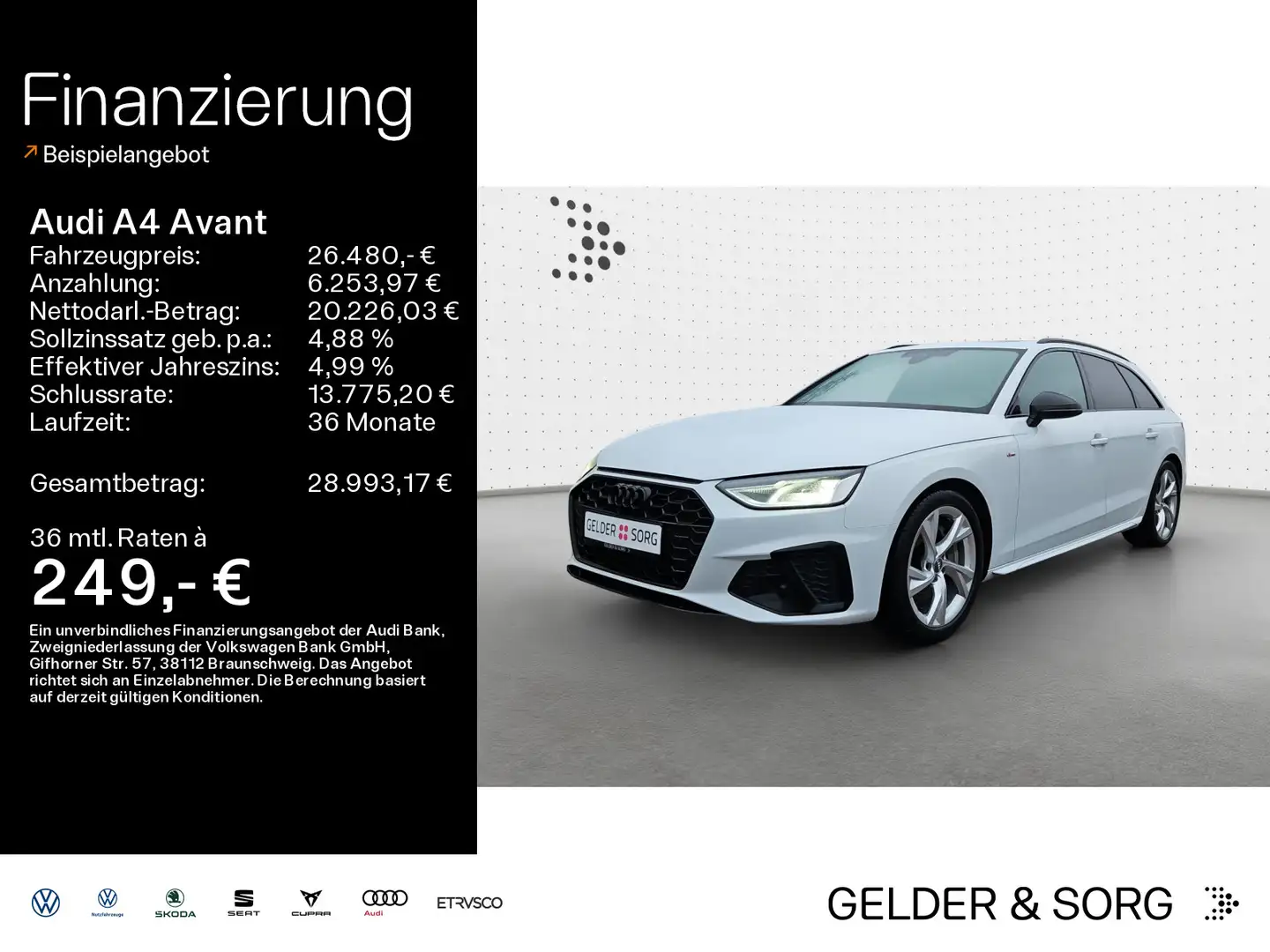 Audi A4 40 TDI S-line LED|ACC|RFK|Navi Weiß - 1
