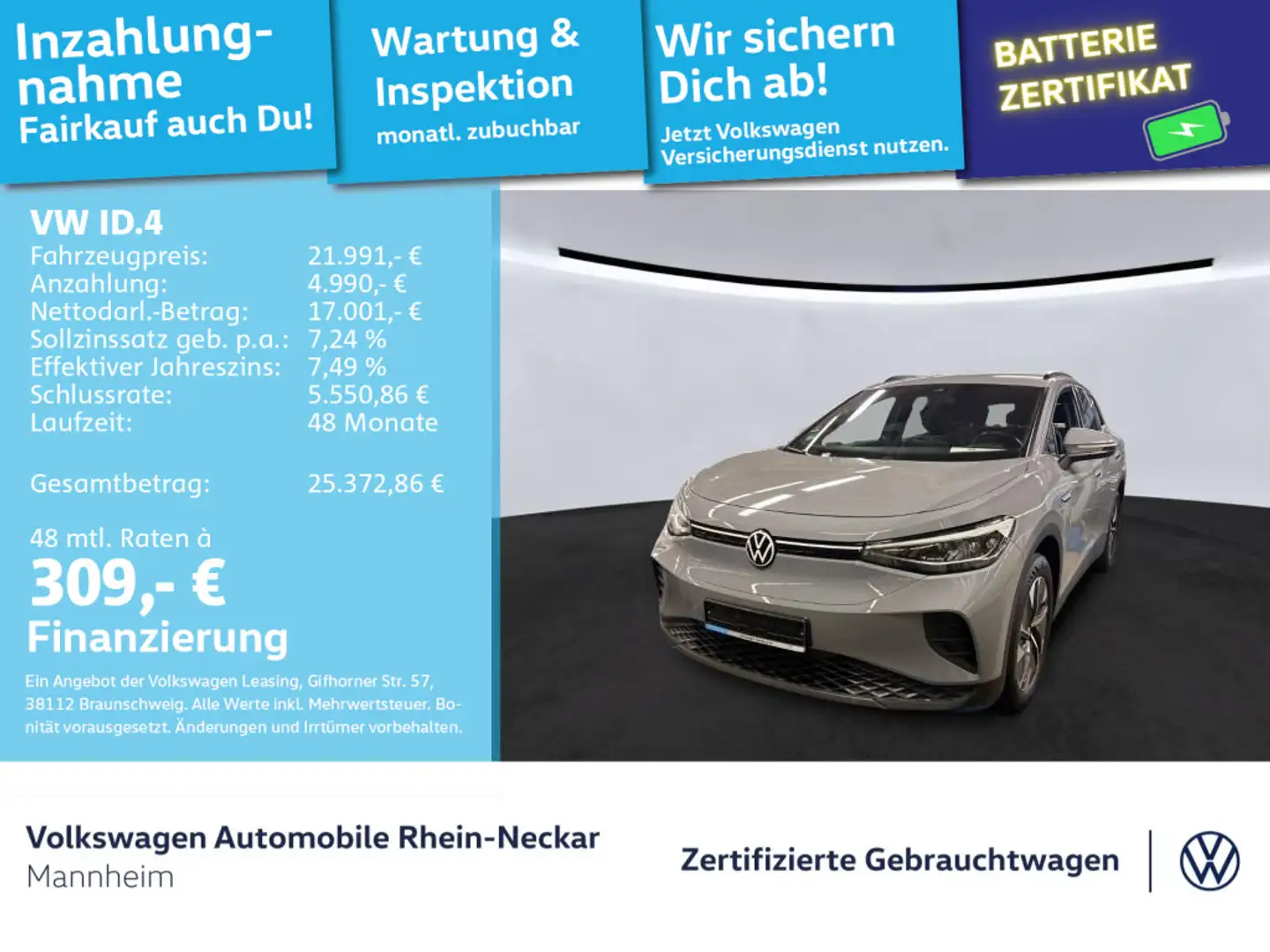 Volkswagen ID.4 125kW Pure Navi PDC LED uvm Grau - 1