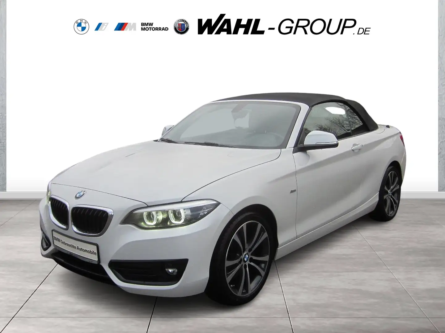 BMW 220 d CABRIO SPORT LINE AUT NAVI PROF LEDER ALARM GRA Weiß - 2