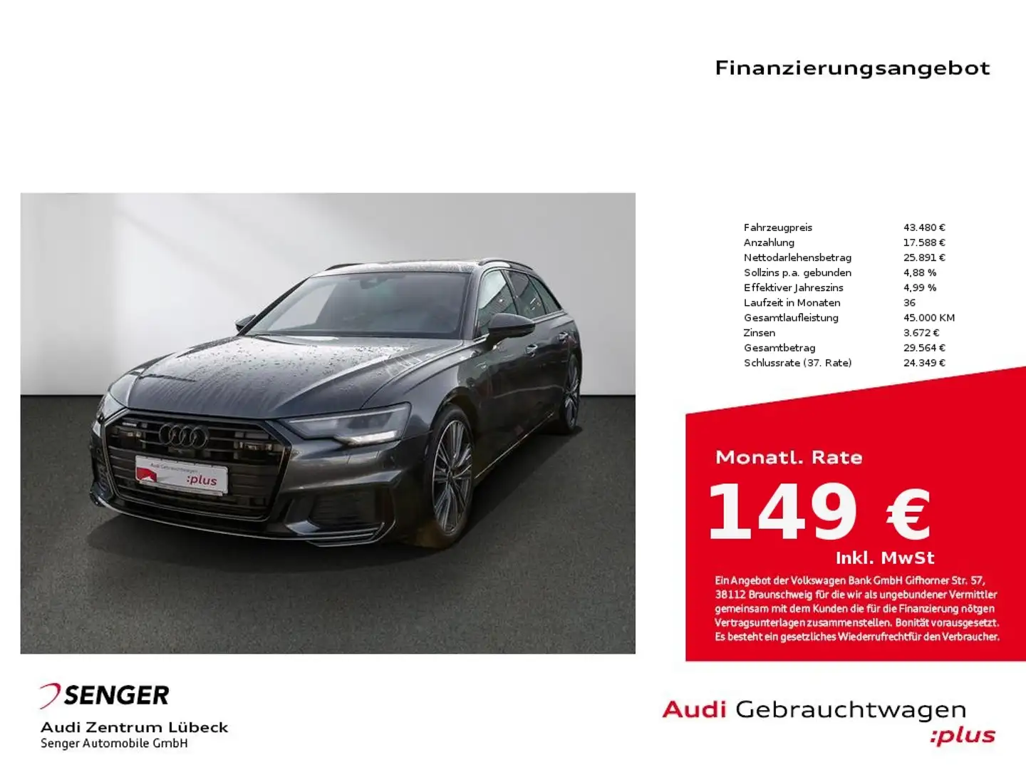 Audi A6 Avant 55 TFSI e quattro sport Nav Pano B&O Grau - 1
