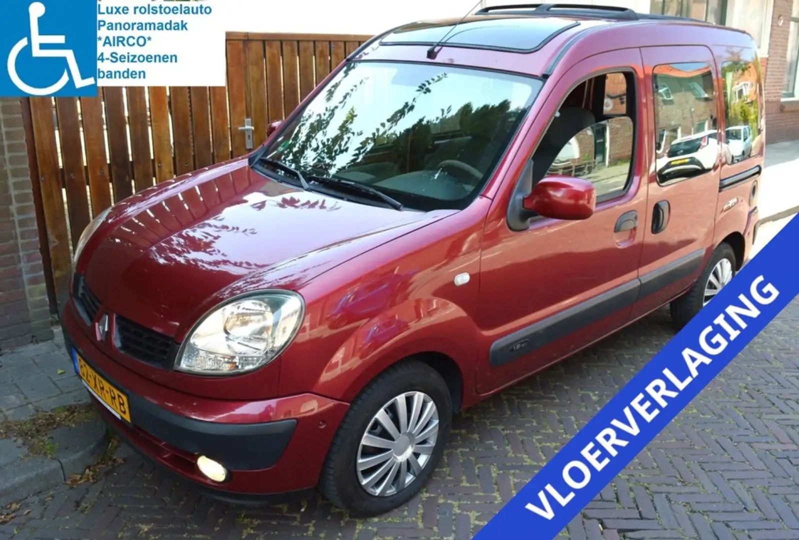 Renault Kangoo 1.6-16v ROLSTOELAUTO PANORAMADAK AIRCO KNIELSYS Rood - 1