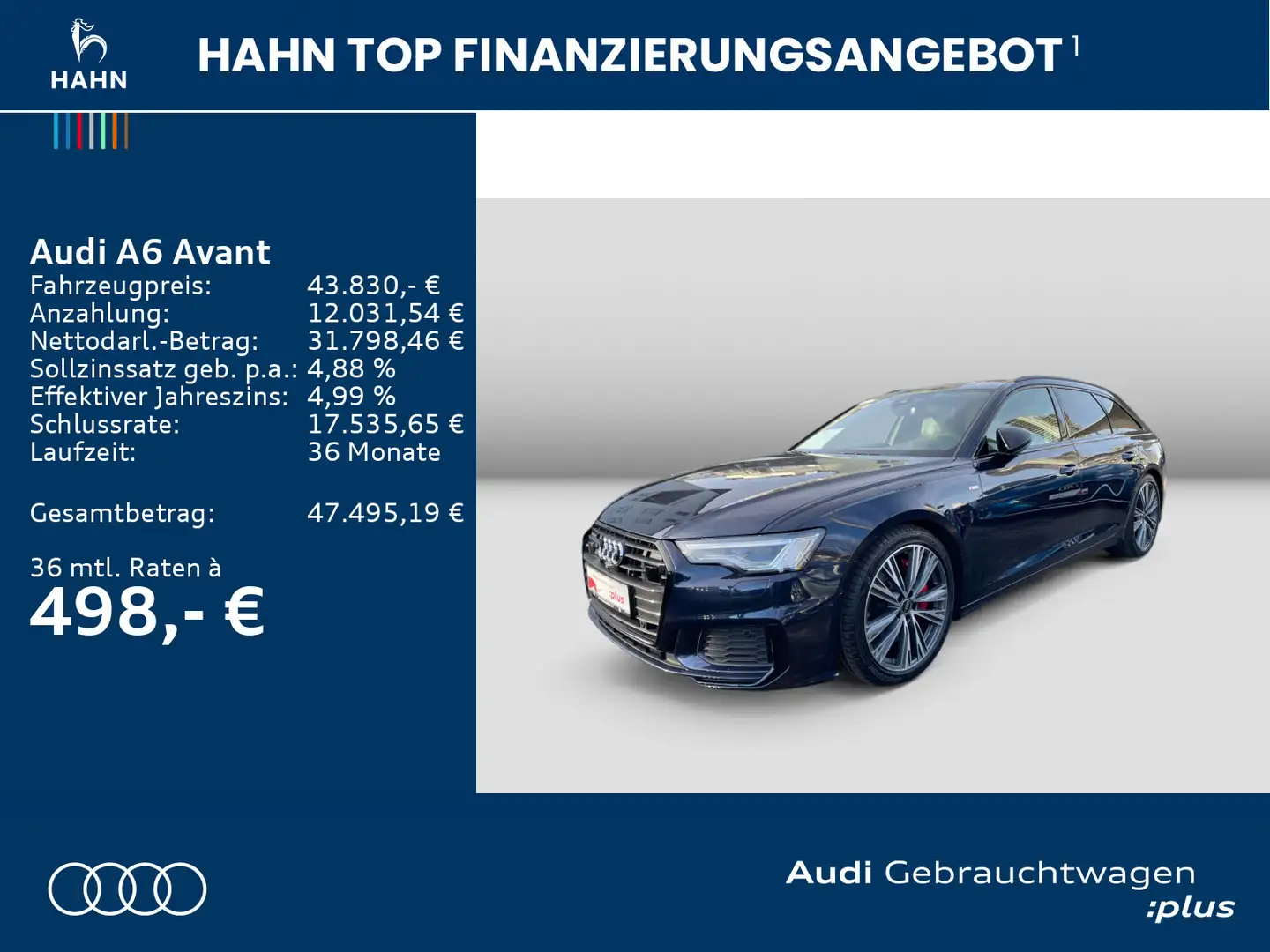 Audi A6 55TFSIe quattro S-trc S-line Pano AHK Blau - 2