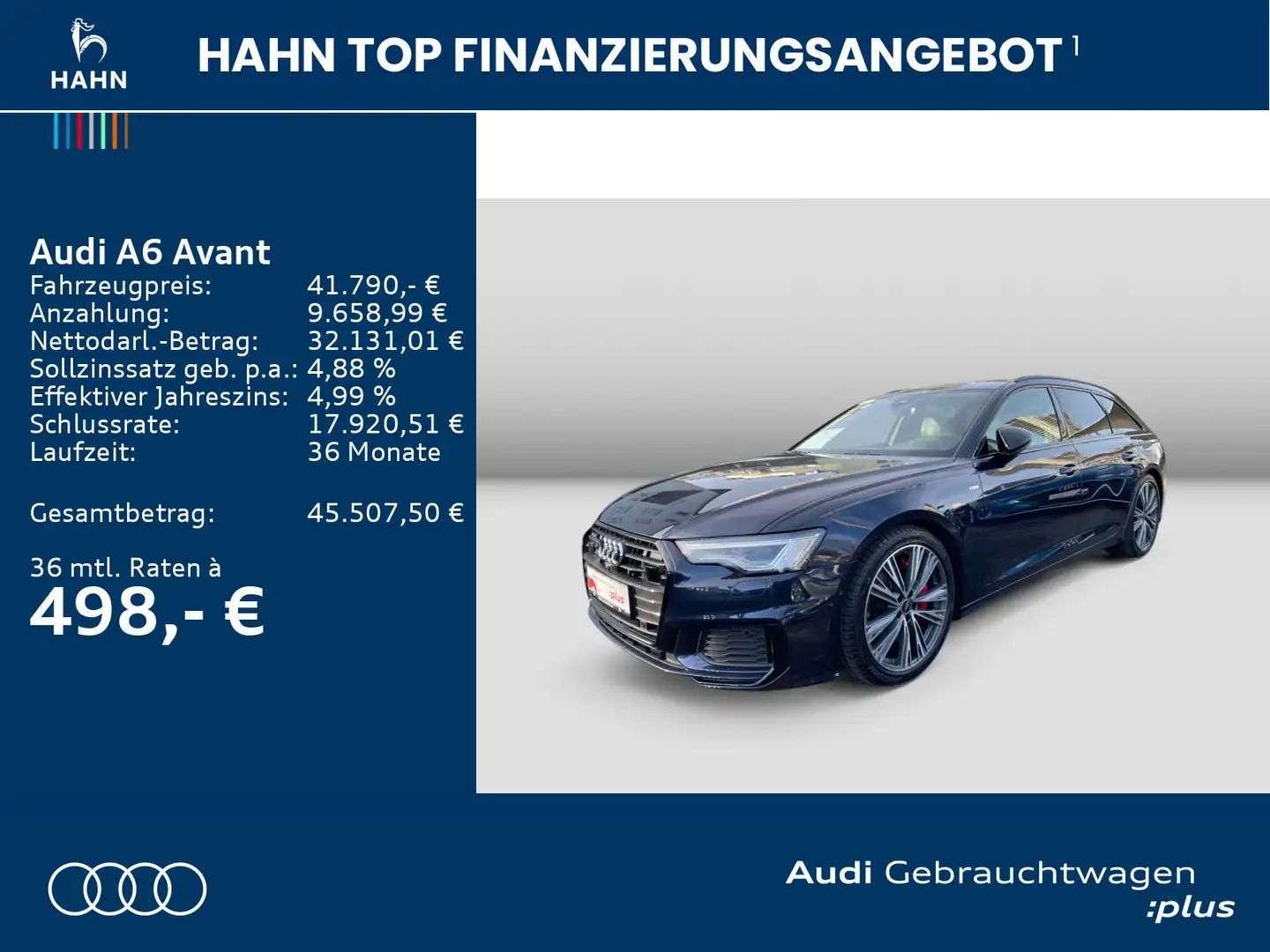 Audi A6 55TFSIe quattro S-trc S-line Pano AHK Blau - 2