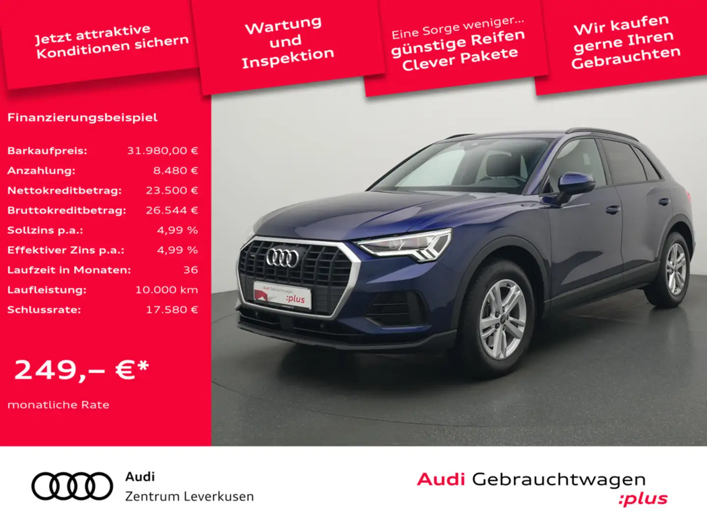 Audi Q3 S line quattro STRON LEDER NAVI VIRT APP A Blau - 1