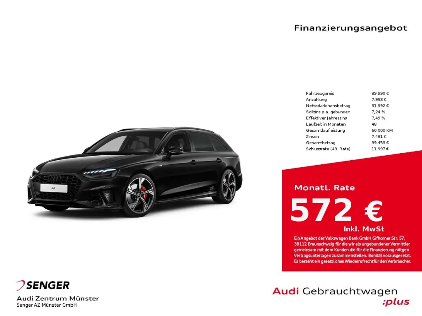Audi A4 Avant S line 40 TFSI S tronic Matrix B&O ACC Schwarz - 1