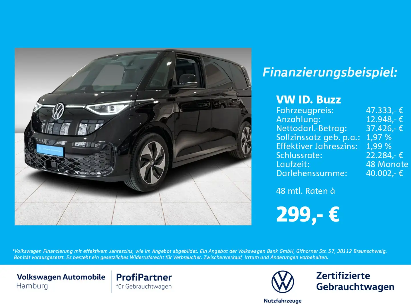 Volkswagen ID. Buzz ID.Buzz Pro 204 PS / 77 kW AHK Navi Open & Close Noir - 1