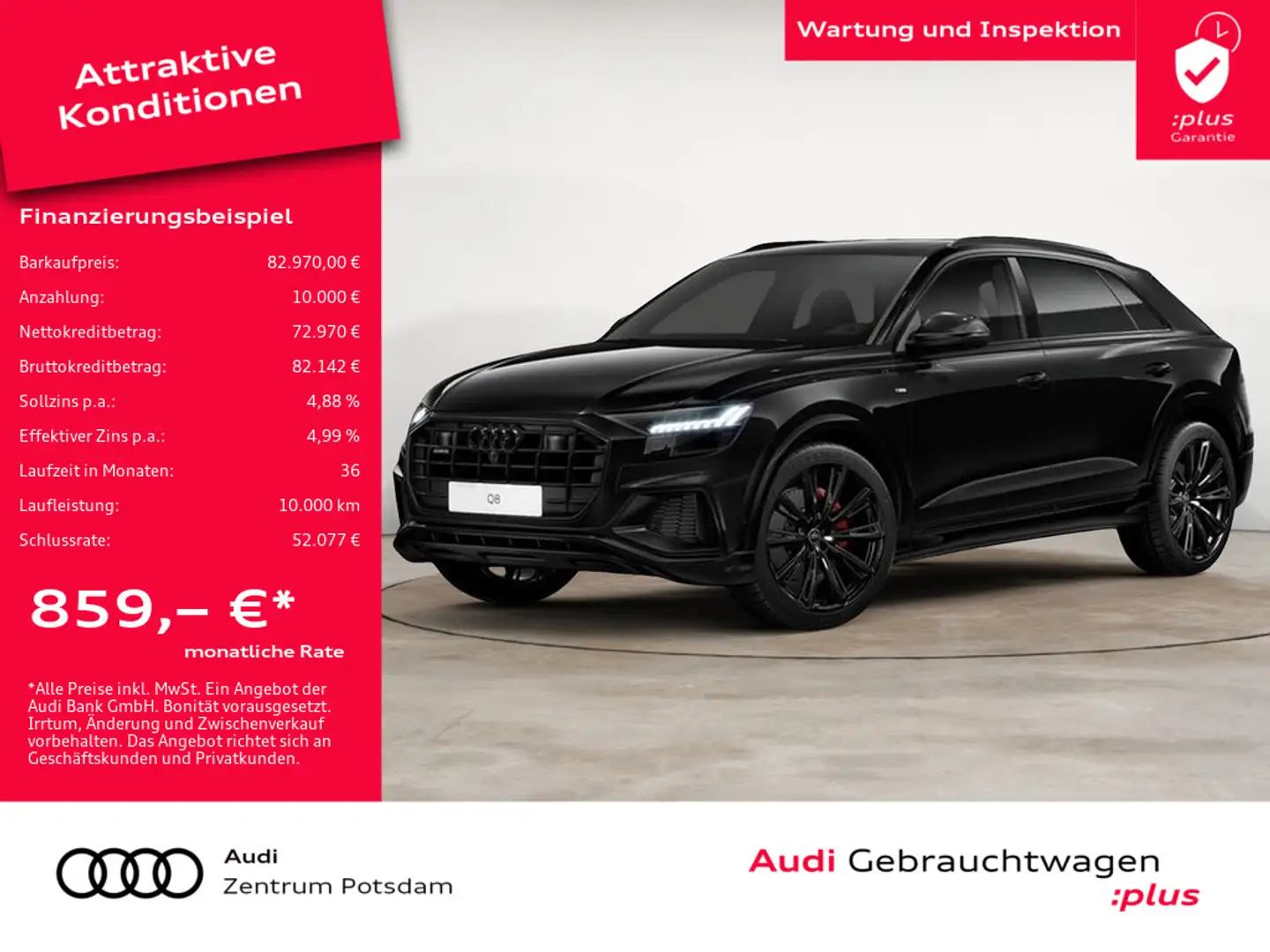 Audi Q8 S line 50 TDI quattro MATRIX AHK PANO STAN Schwarz - 1