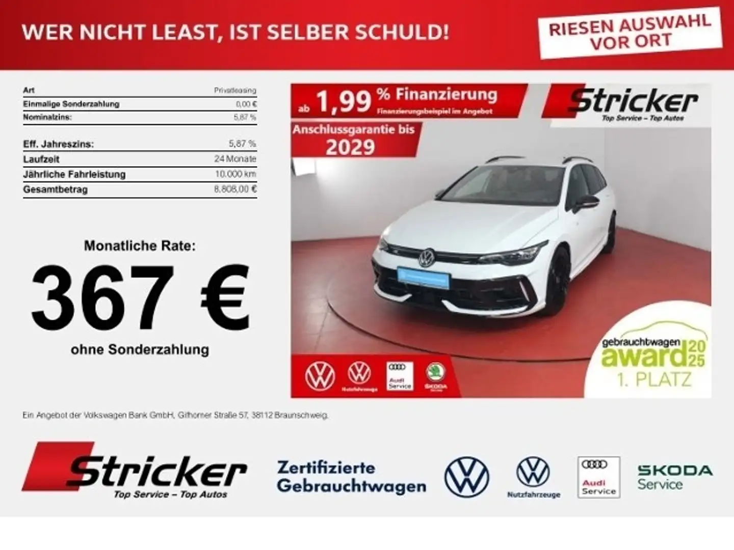 Volkswagen Golf Variant Variant R 2.0TSI DSG 367,-ohne Anzahlung 270Km/H Weiß - 1