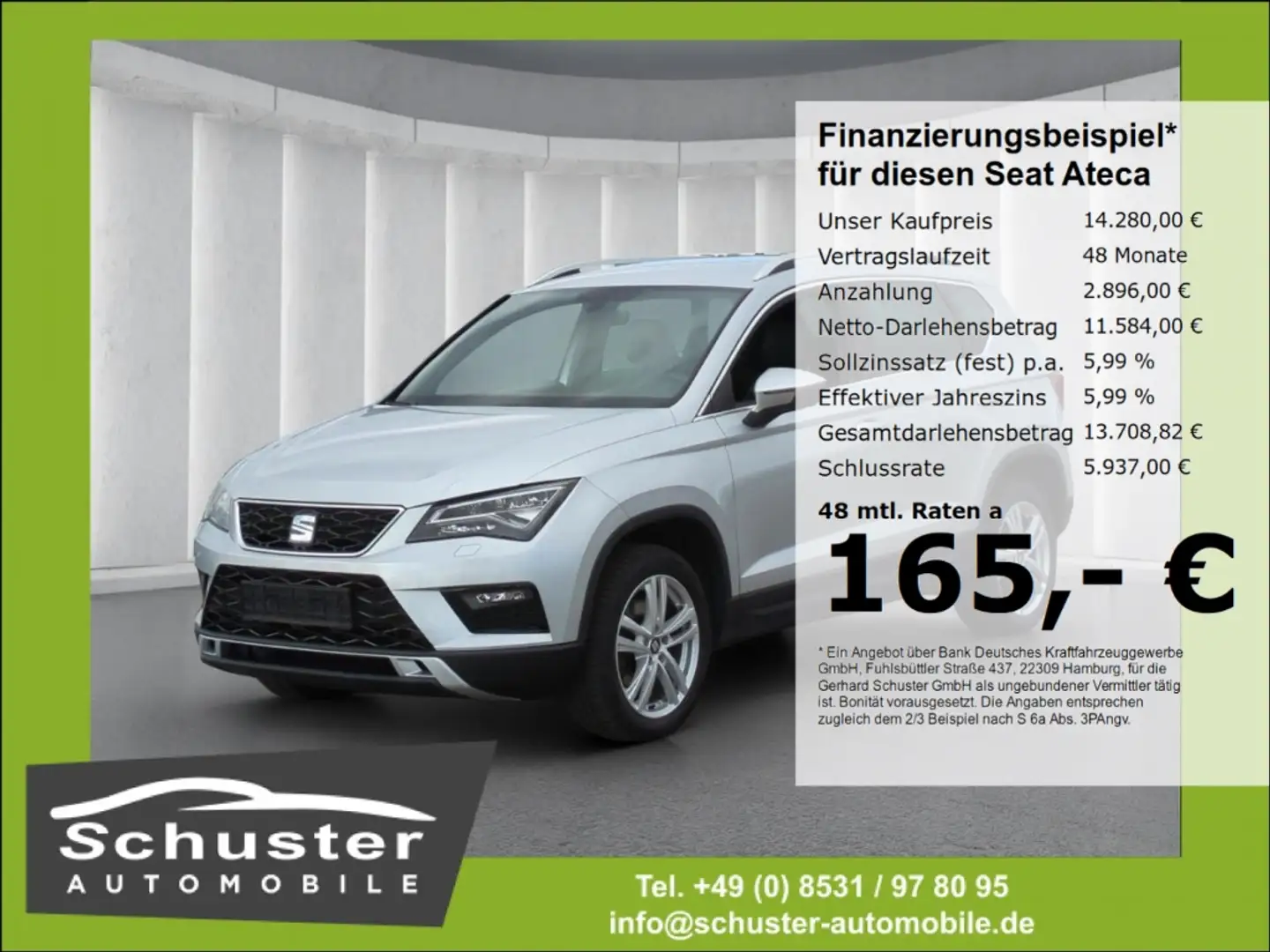 SEAT Ateca Xcellence 4Dr 2.0TDI*AHK LED R-Kam Tempom Silber - 1