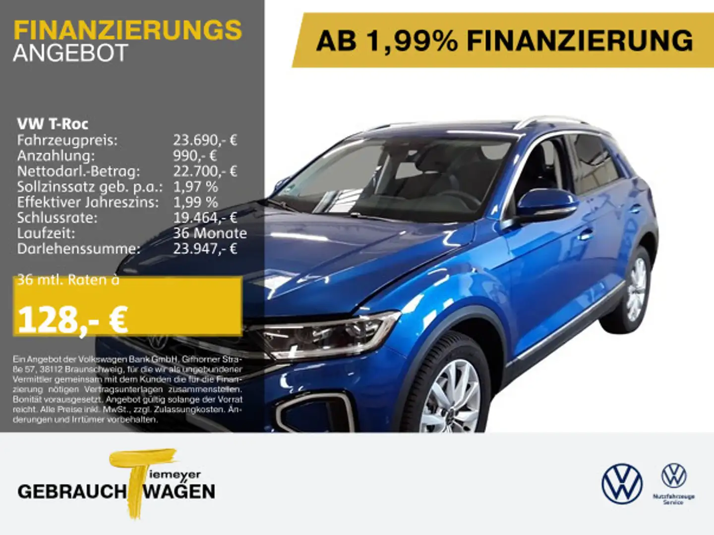 Volkswagen T-Roc 1.0 TSI STYLE AHK NAVI CLIMATRONIC LED Blau - 1