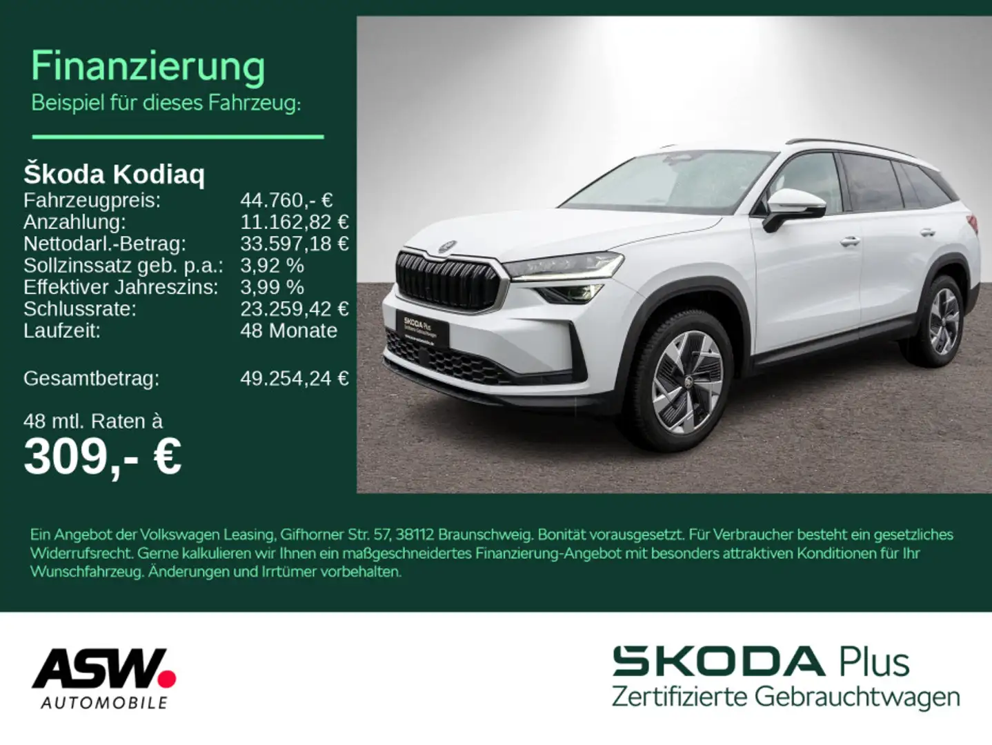 Skoda Kodiaq Selection 4x4 2.0TDI LED Navi RFK ACC AHK Weiß - 1