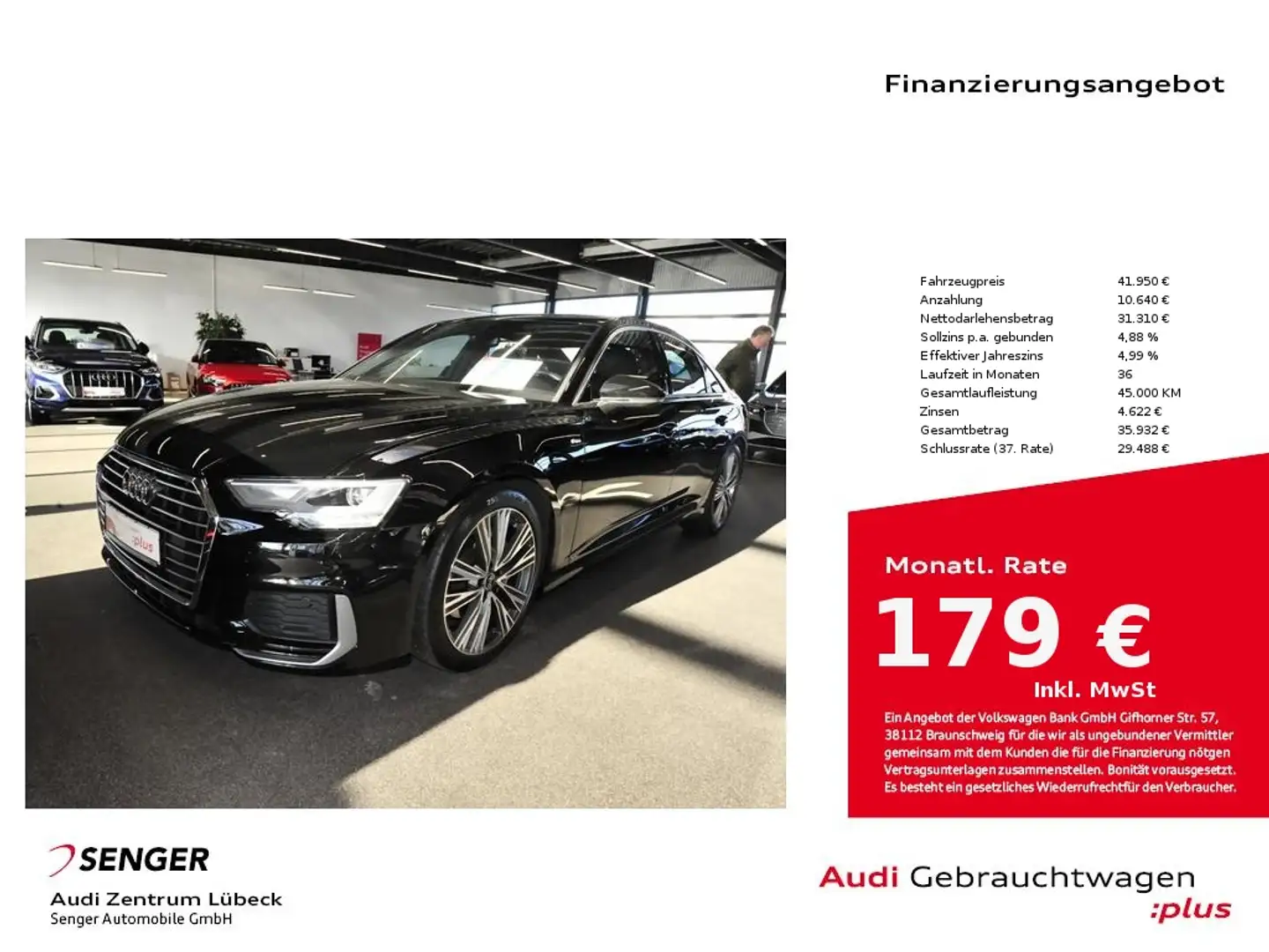Audi A6 45 TFSI sport Navi S line PDC Sitzheizung Schwarz - 1