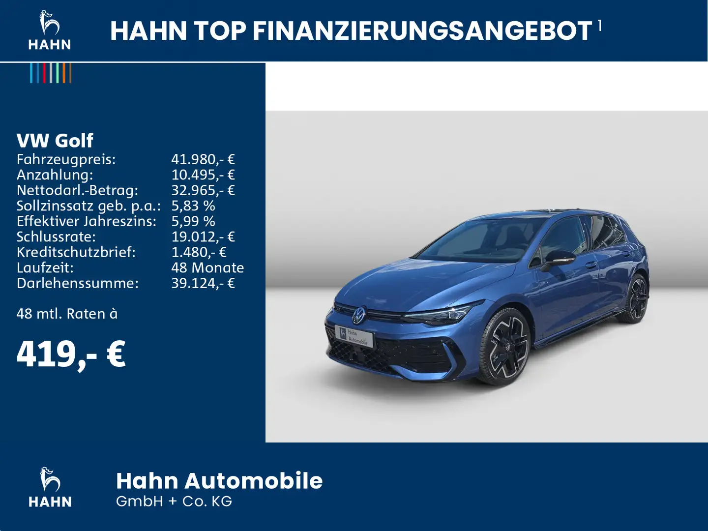 Volkswagen Golf R-Line 1,5 l eTSI OPF 150 PS DSG inkl. Wint Blau - 2